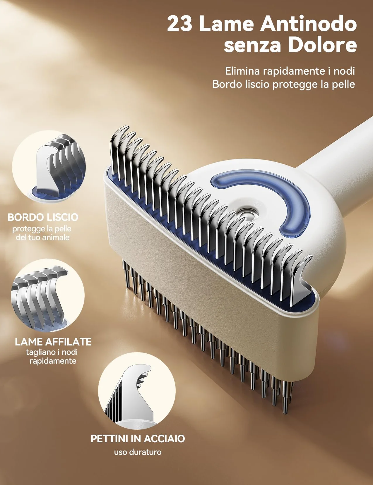FEELNEEDY Brosse Vapeur Chien Peigne Démêlage Professionnel Double Face 23+35 Dents Élimine Nœuds Sous Poil Courts Longs