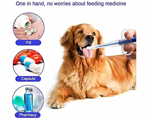Lance Pilule Chat Distributeur de Pillules avec Pointe Souple Sécurité Réutilisable Plastique Seringue Médicaments Animaux Chats Chiens (Vert)