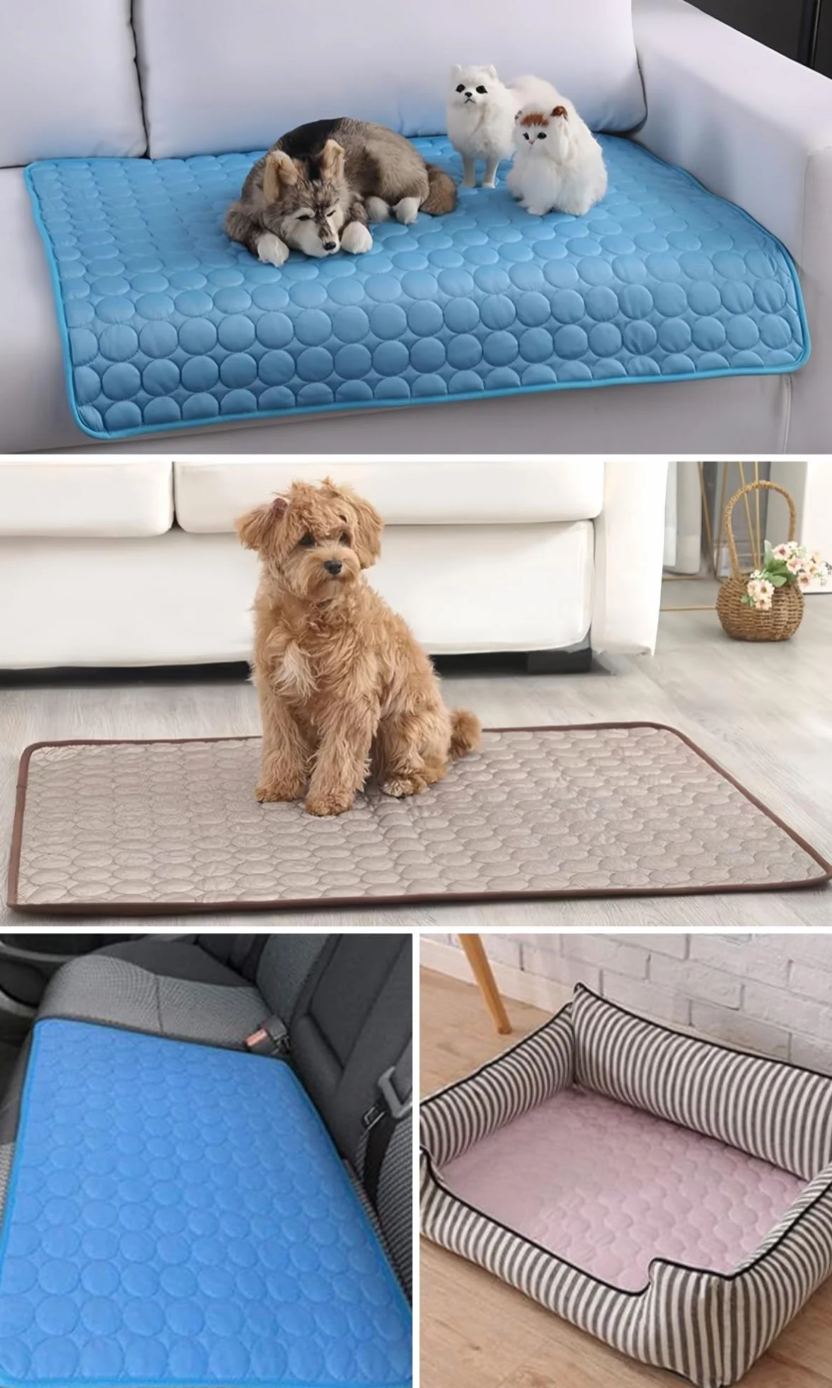 Tapis Rafraichissant Chien Portable, Tapis Rafraîchissant Animaux de Compagnie Lavable, Tapis Chat Auto-Refroidissant pour l'été(Bleu,30x40cm)