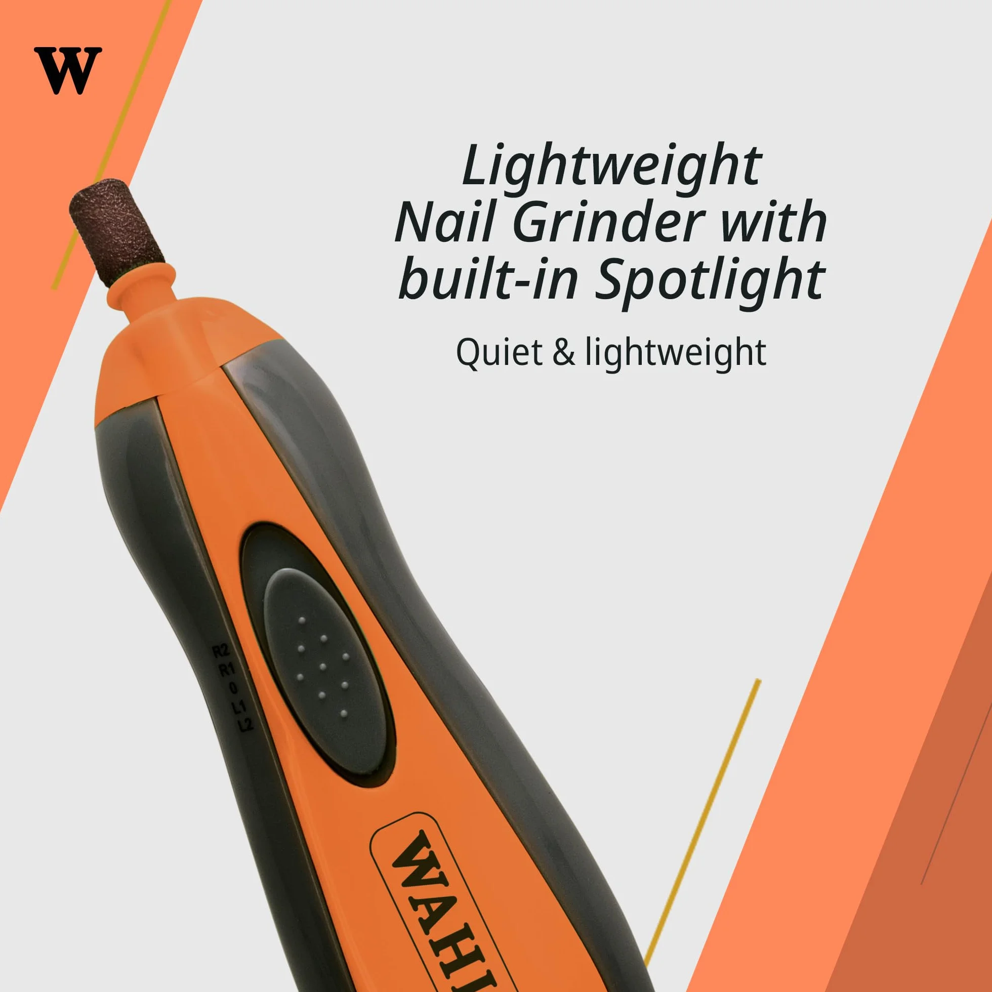 Wahl Pet Nail Grinder - Outil pour Couper Les Griffes des Animaux, Lime à Ongles silencieuse et légère pour Chiens, 2 Vitesses, sûre et Douce, Orange