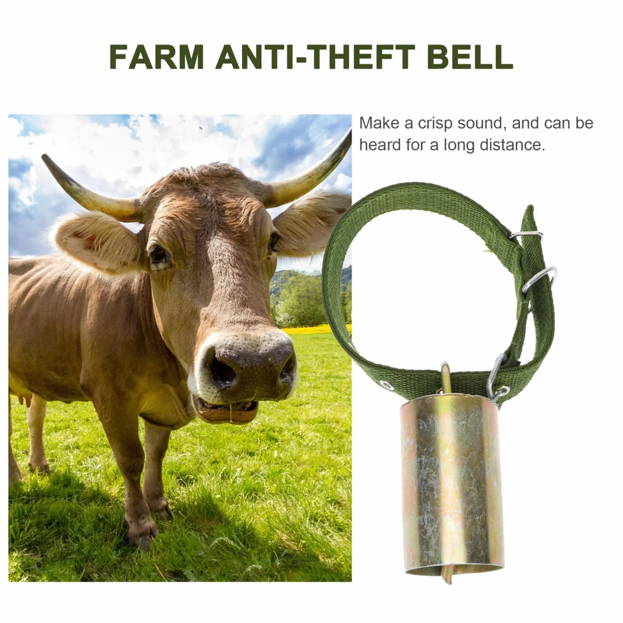 STOBAZA Cloche de pâturage pour bétail et moutons Sonnette en bronze avec son fort