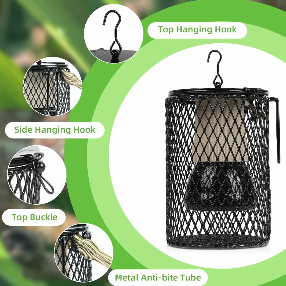 Lampe Chauffante Terrarium 50W E27 avec Cage pour Reptiles, Tortue, Serpent, Lézard