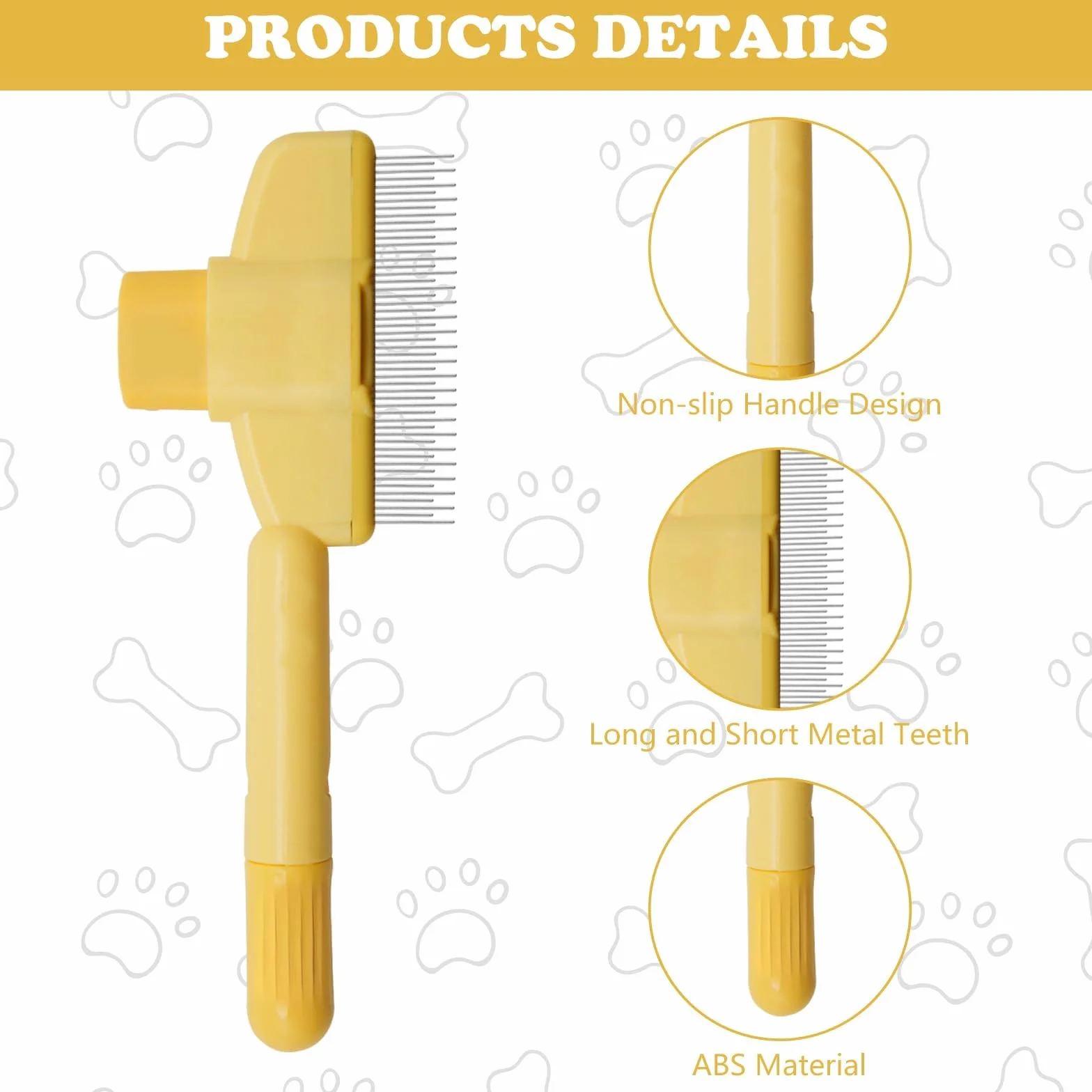 Peignes pour animaux de compagnie pour chiens et chats, lot de 2, dents en acier inoxydable, autonettoyage, toilettage