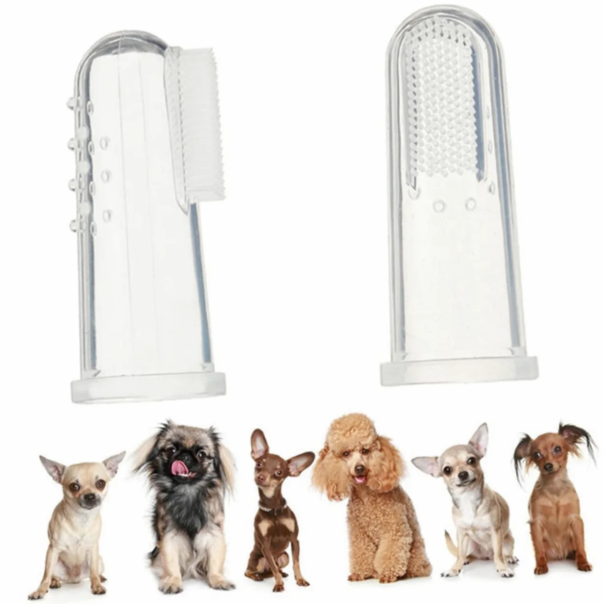Brosse à Dents pour Animaux à Doigt, Lot de 4, Silicone | Design Moufles Doigt, pour Chaton et Animal de Compagnie, Brosse les Dents et Masse les Gencives