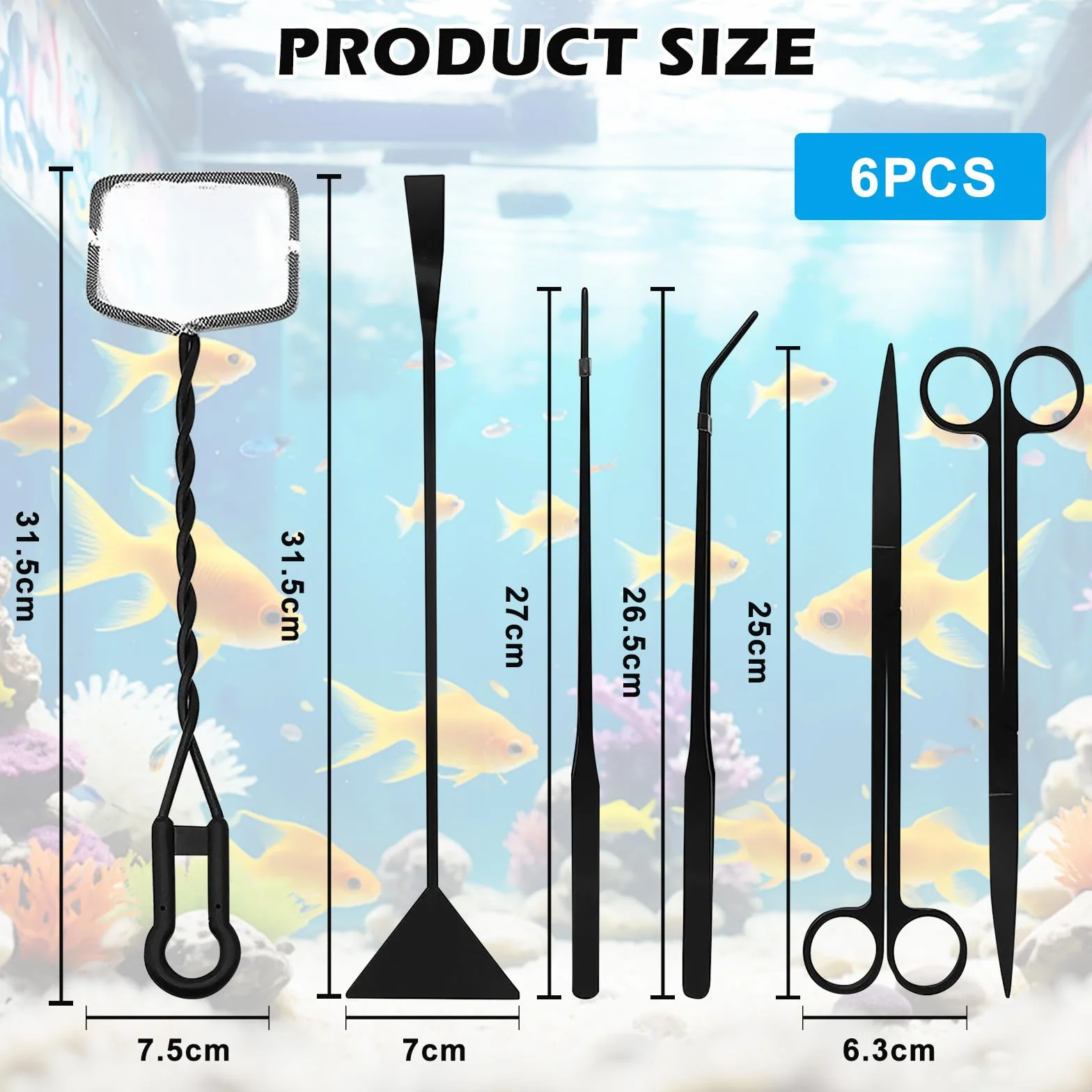 Aquarium Aquascaping Kit 6 Pièces Acier Inoxydable Outils Plante Aquatique