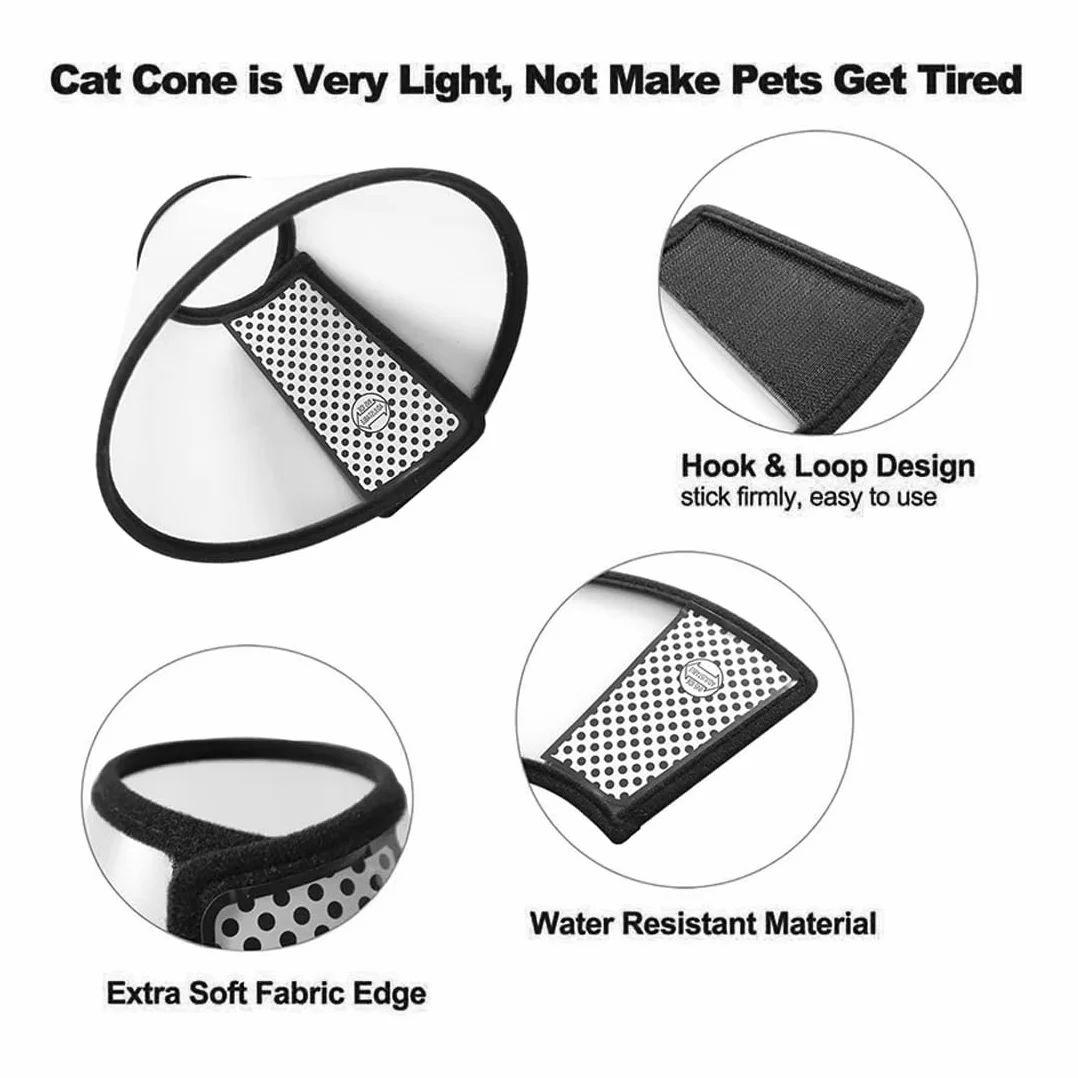Collier Cône Protecteur Réglable pour Chat Chien Petit S Blanc