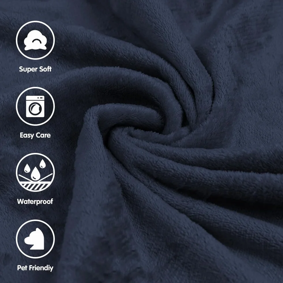 DUJUIKE Couvre-Lit Imperméable 102x152cm Bleu Marine Housse Protection Matelas Canapé