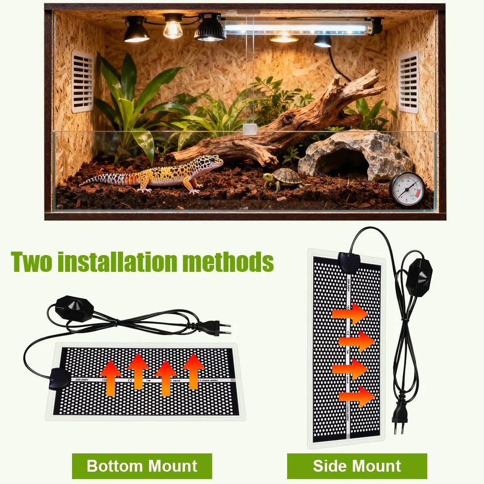 Tapis Chauffant Reptile 15x28cm 7W Terrarium Réglable Contrôle Température