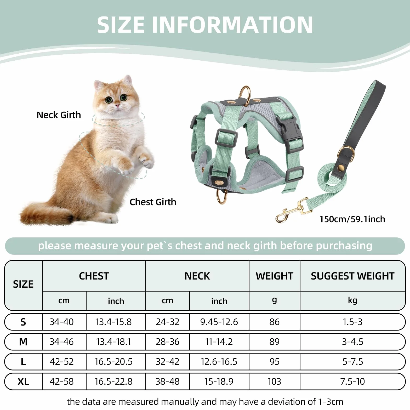 Harnais Anti-Fuite pour Chat avec Laisse, Bordure en Cuir Microfibre, Réfléchissant Réglable Respirant