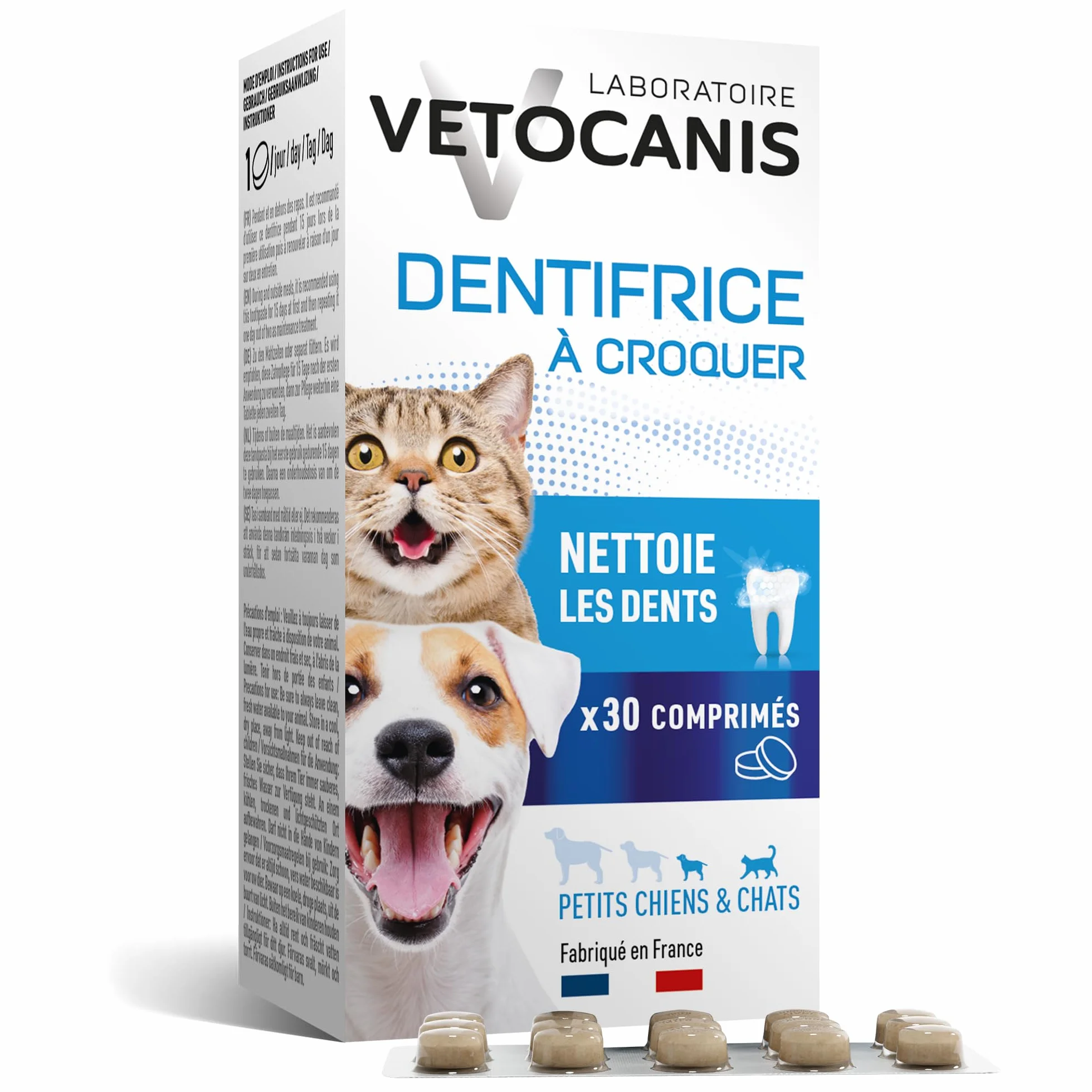 Vetocanis Dentifrice pour Chien et Chat à Croquer, 30 pièces