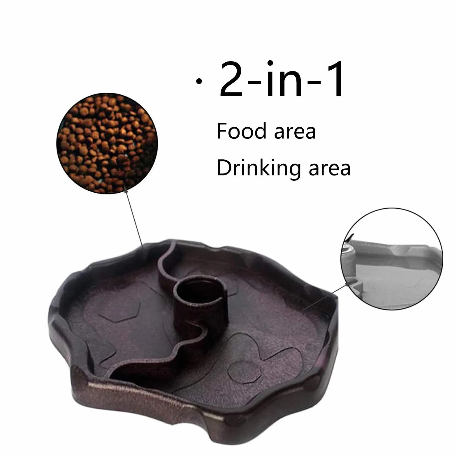 Bol d'eau pour Reptiles 2 en 1 270ML Distributeur Tortue Terrestre Marron