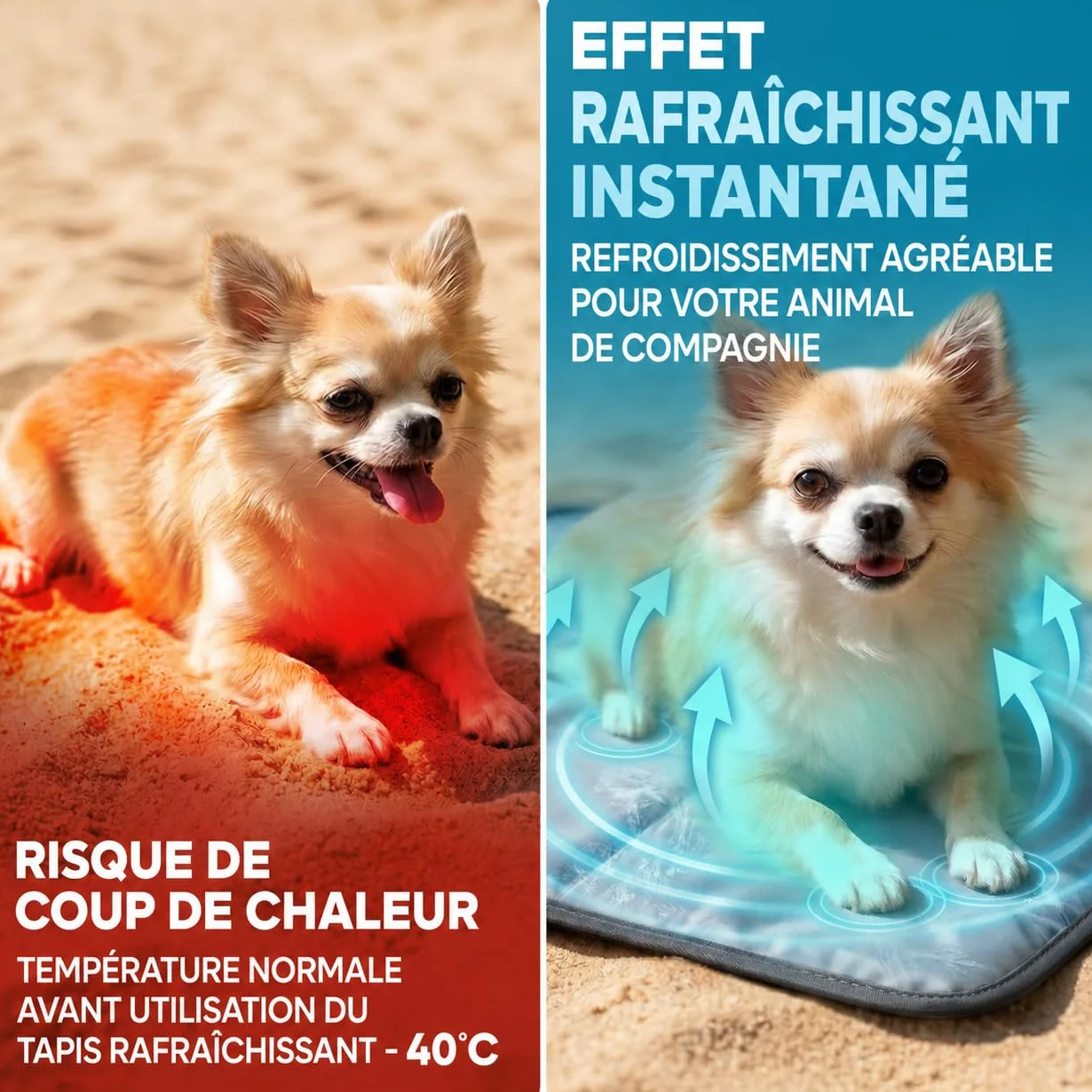 Cooling Mat Dog Tapis Rafraichissant Chien Auto Refroidissant Gel Non Toxique XL XXL Pliable
