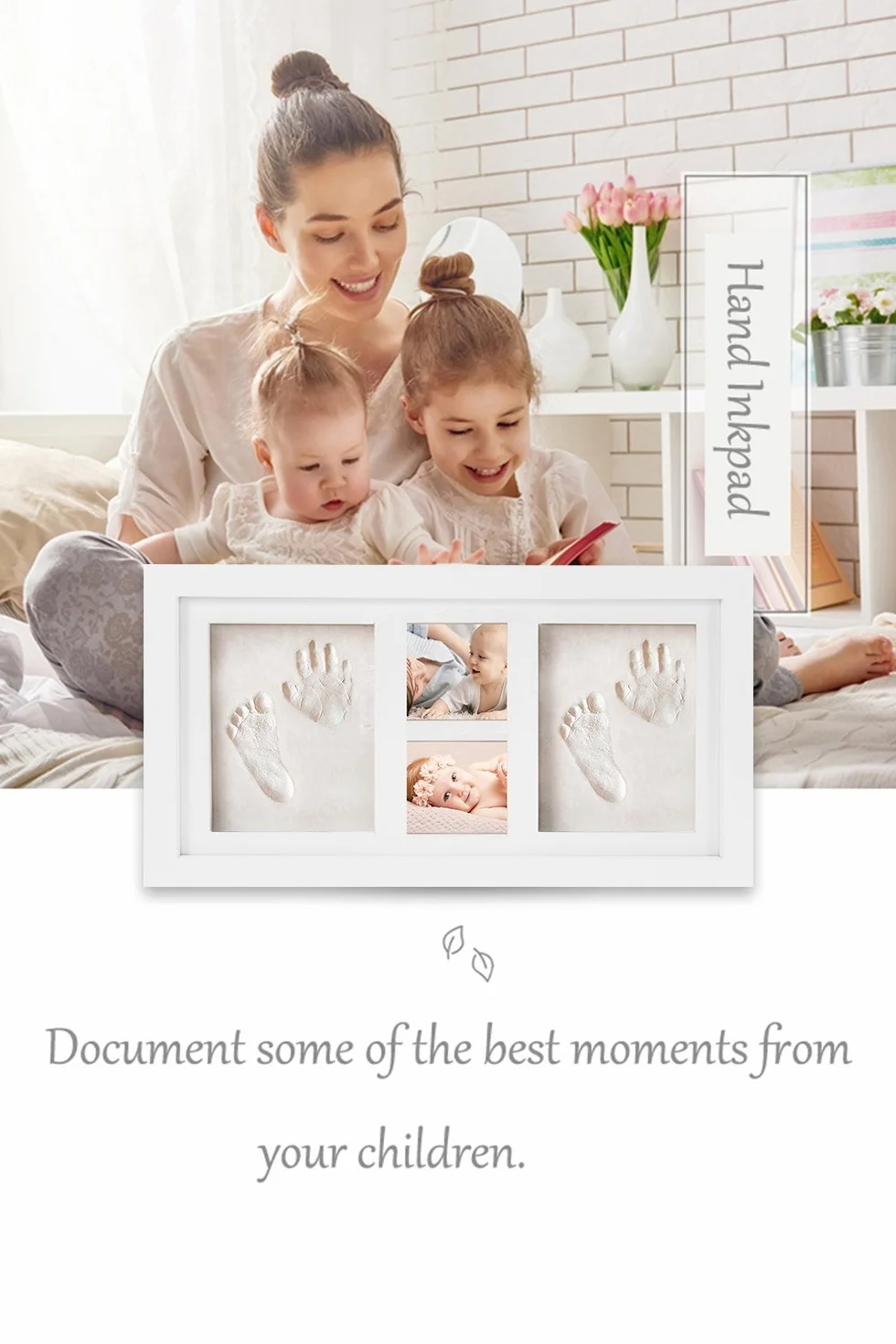 Kit de Cadre Photo Mains et Empreintes de Pieds de Bébé avec 6 Paquets d'Argile – Souvenir pour Nouveau-Né