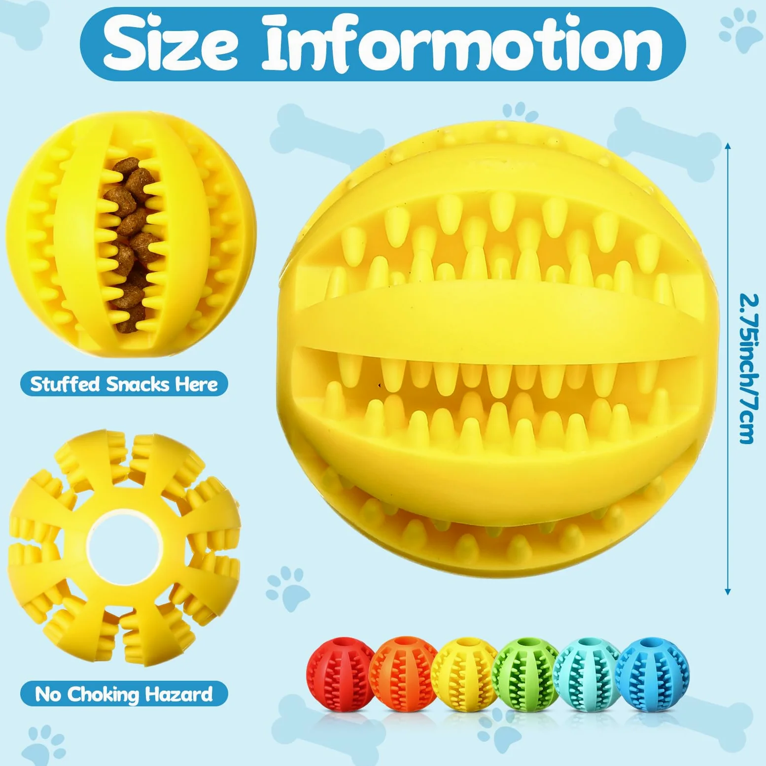 Lot de 12 balles de friandises interactives en vrac pour chien - Balles distributrices de balles pour enrichissement de dentition - Pour l'ennui et la stimulation du cerveau - Pour les garder
