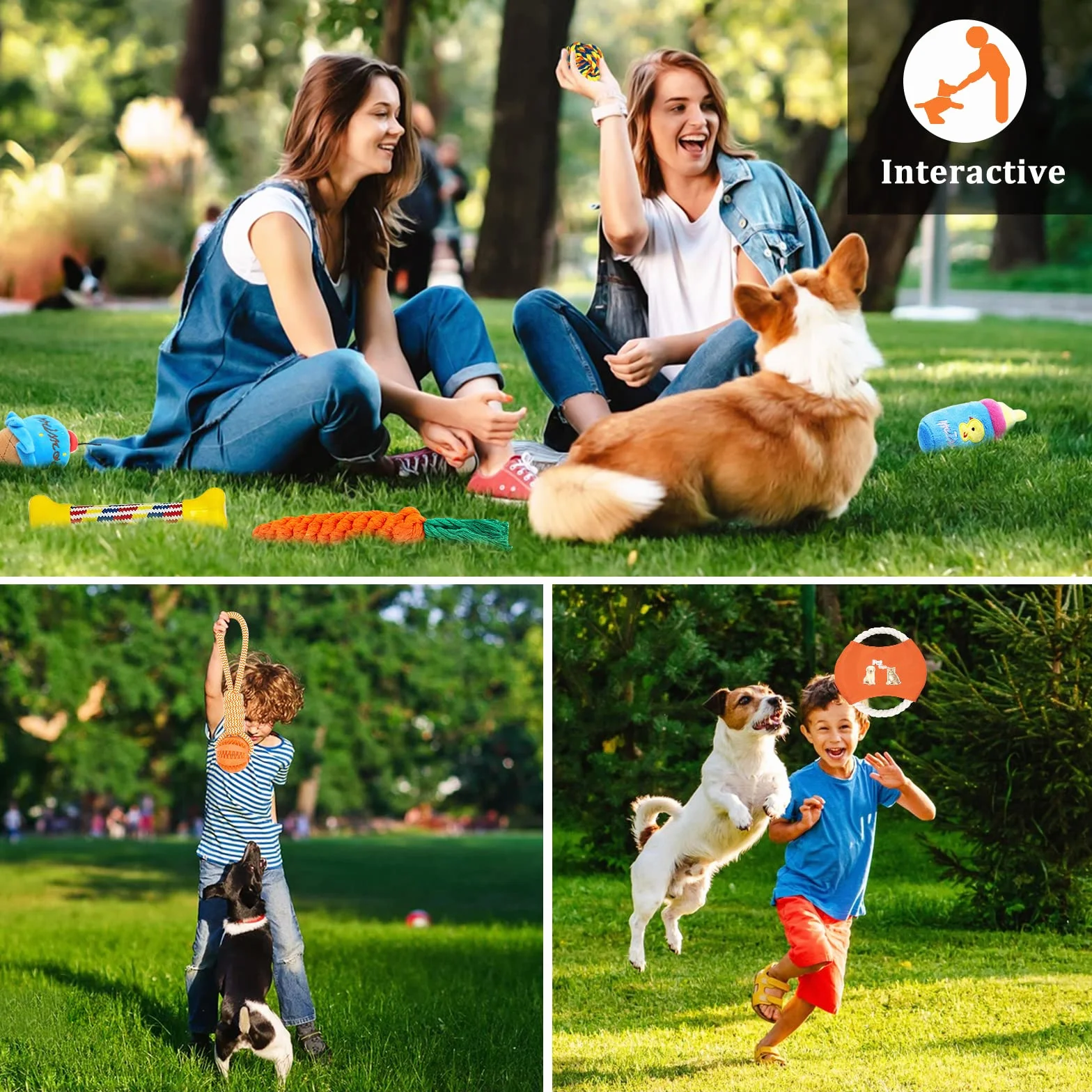JOYBOY Jouets pour Chien 19 Pièces en Peluche et Corde en Coton Naturel