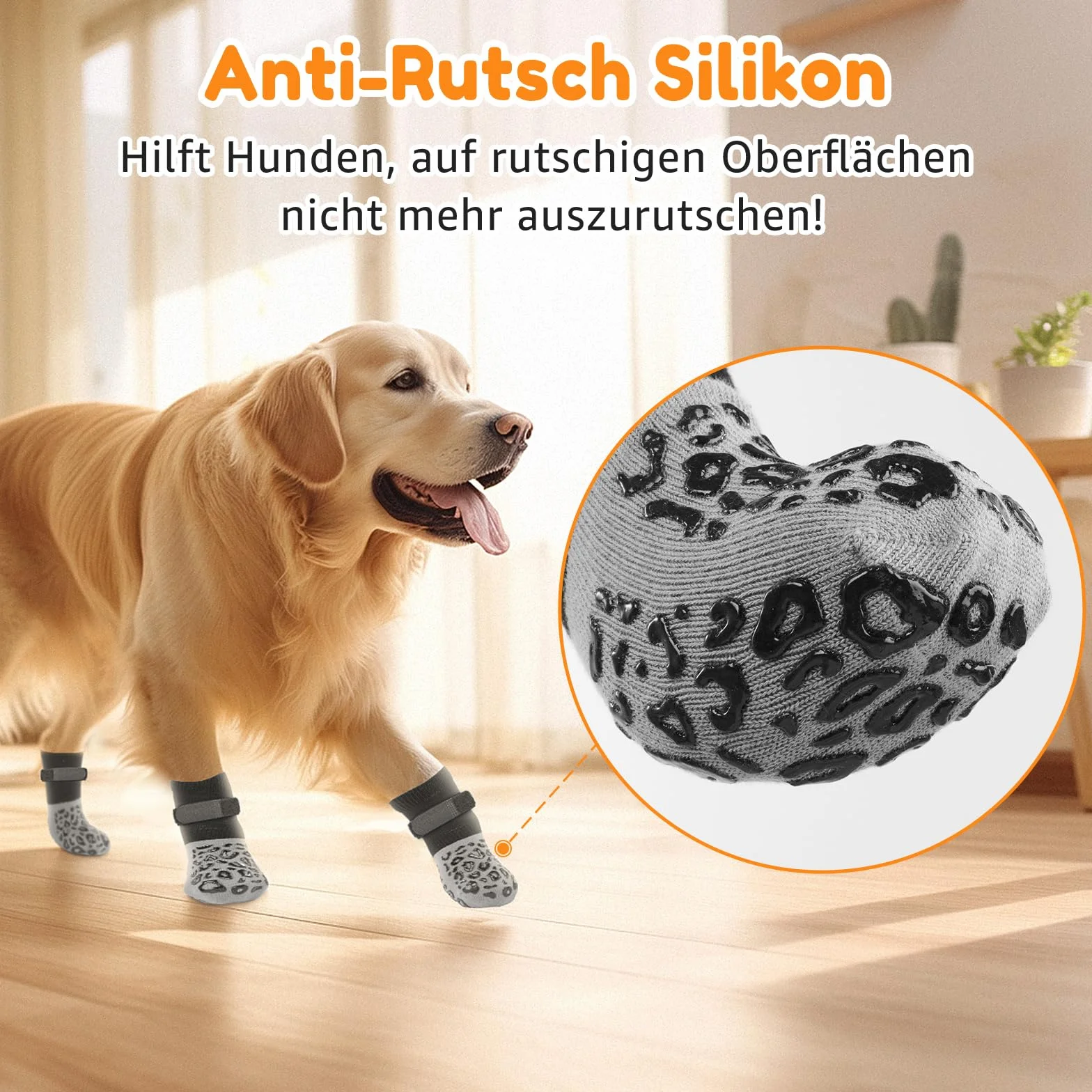 PICK FOR LIFE Chaussettes pour chien antidérapantes 2 paires double face sangles réglables L