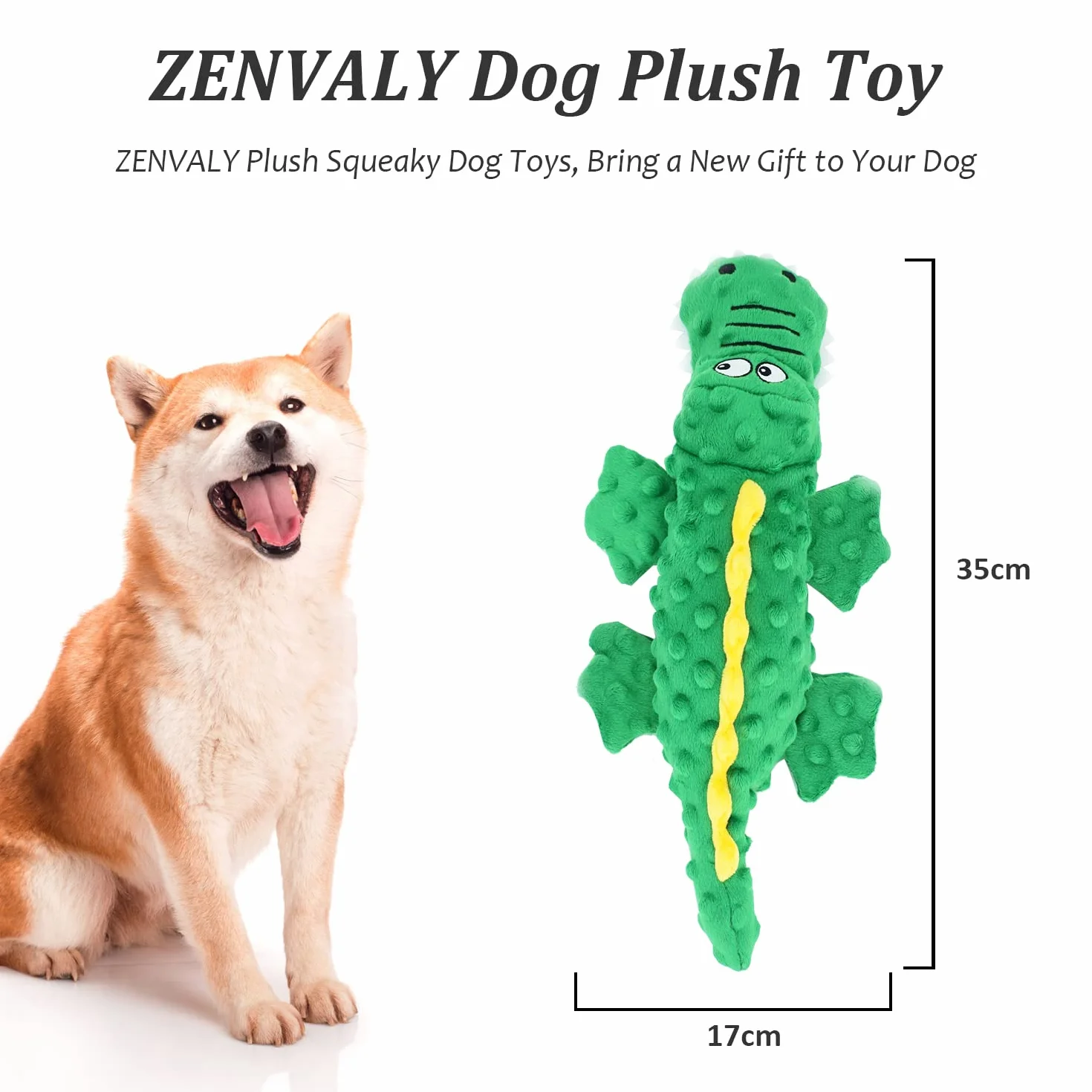 Jouets Sonores en Peluche pour Chiens, Crocodile à Mâcher Sécuritaire, Vert