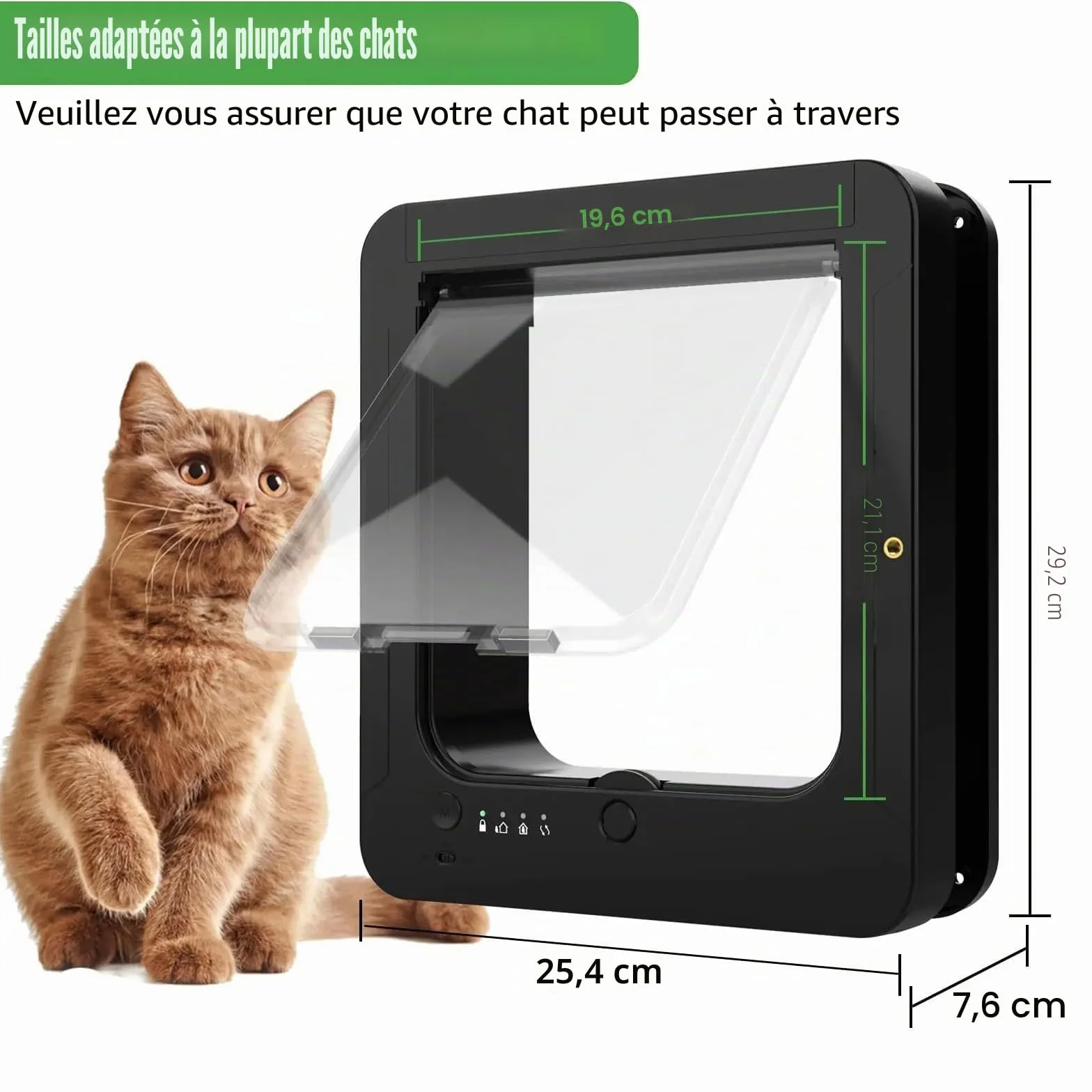 Sureflap Chatière À Puce Électronique pour Chat, 4 Modes Entrée/Sortie, 2 Colliers Capteurs, 1 Télécommande, Blanc