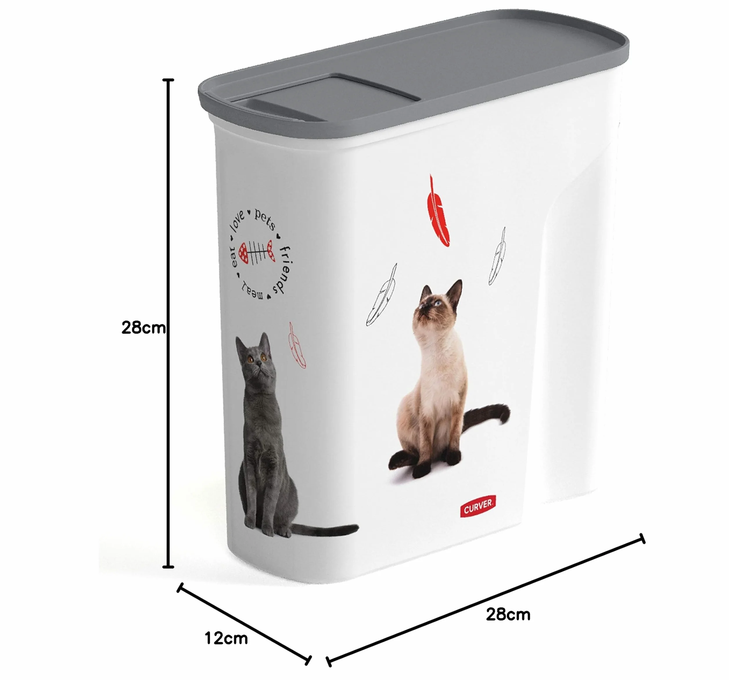 CURVER Verseuse à Croquettes Pour Chat 2,5kg 6L Rangement Hermétique Anti-Odeurs Blanc