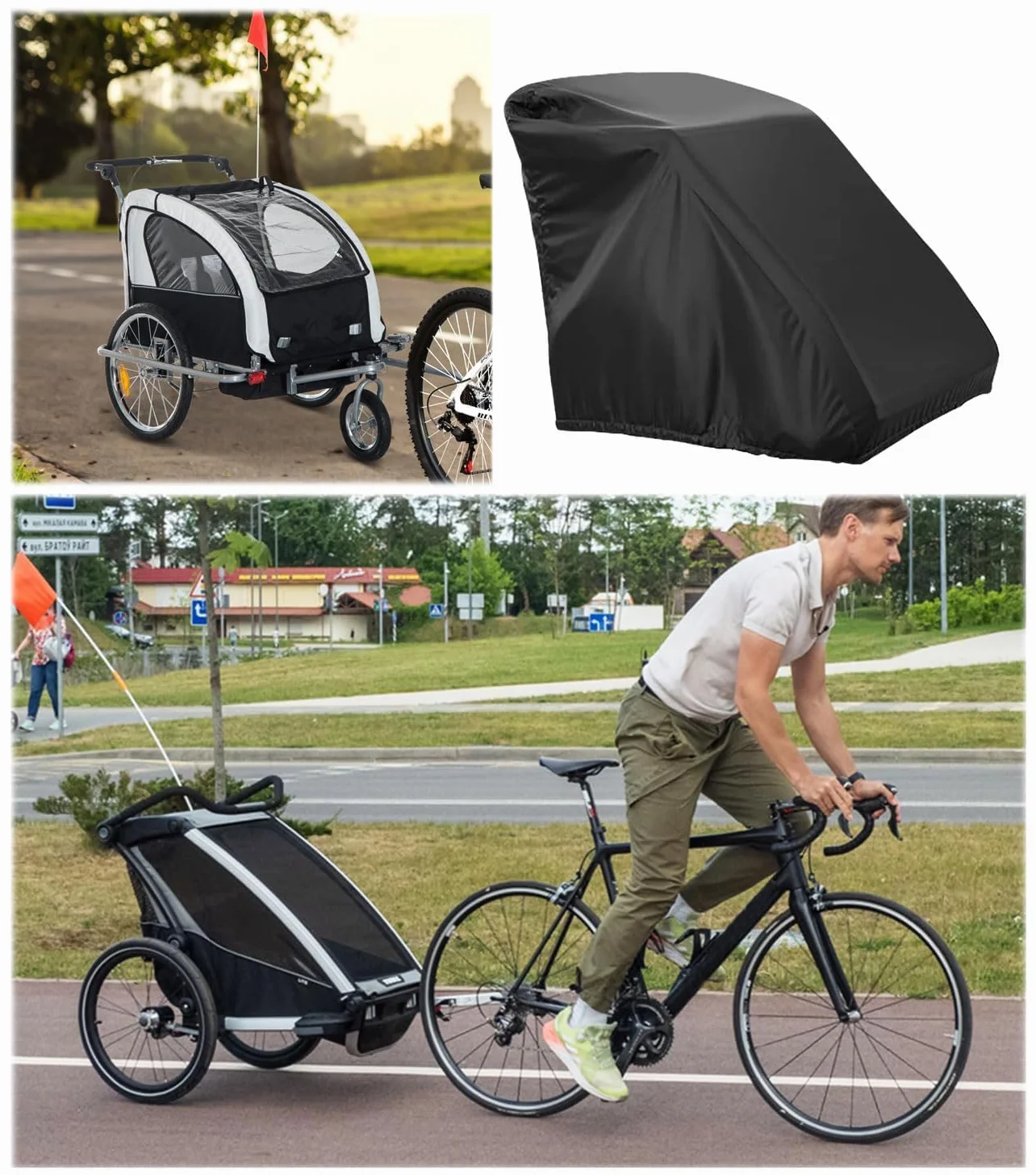 Housse de Remorque de Vélo en Tissu Oxford 420D Universelle 140x84x100 cm
