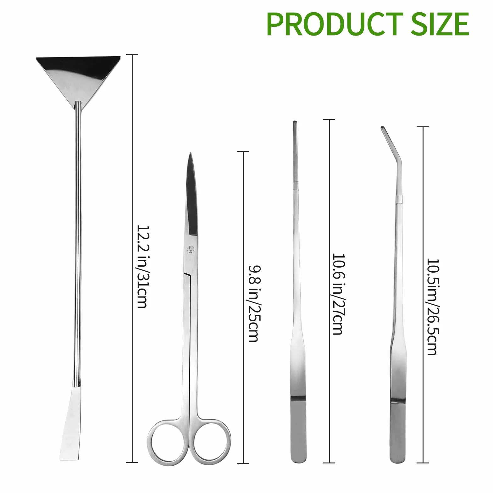 INOX Aquarium Kit Outil, Scissors, Spatula avec Sac de Rangement Set pour Élagage d’Herbe d’Eau
