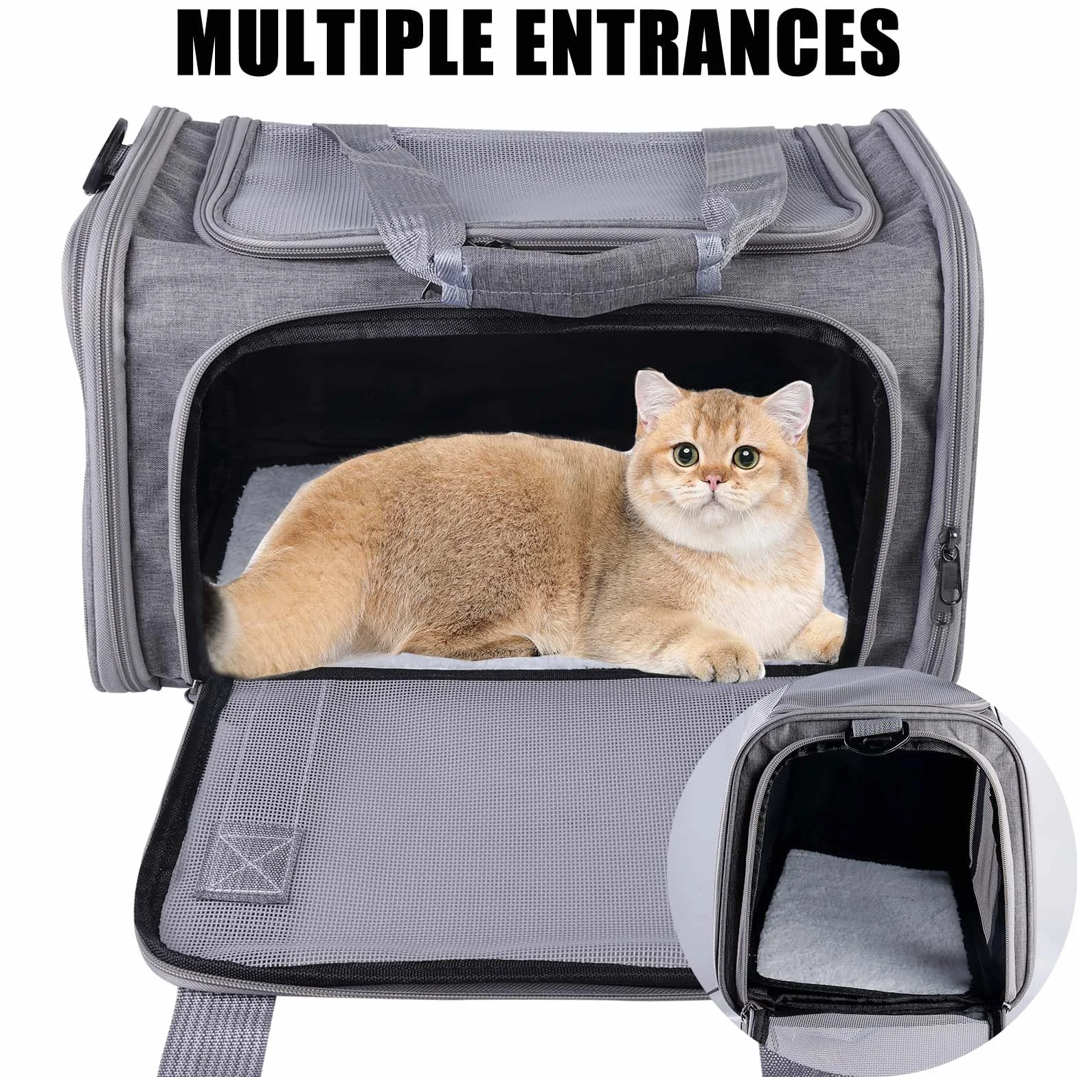 Sac de transport pour chat - 40 x 25 x 25 cm - Petit sac de transport pliable de 3 kg - Avec bandoulière - Boîte de transport pour chat - Boîte de transport pour petits chats - Taille S