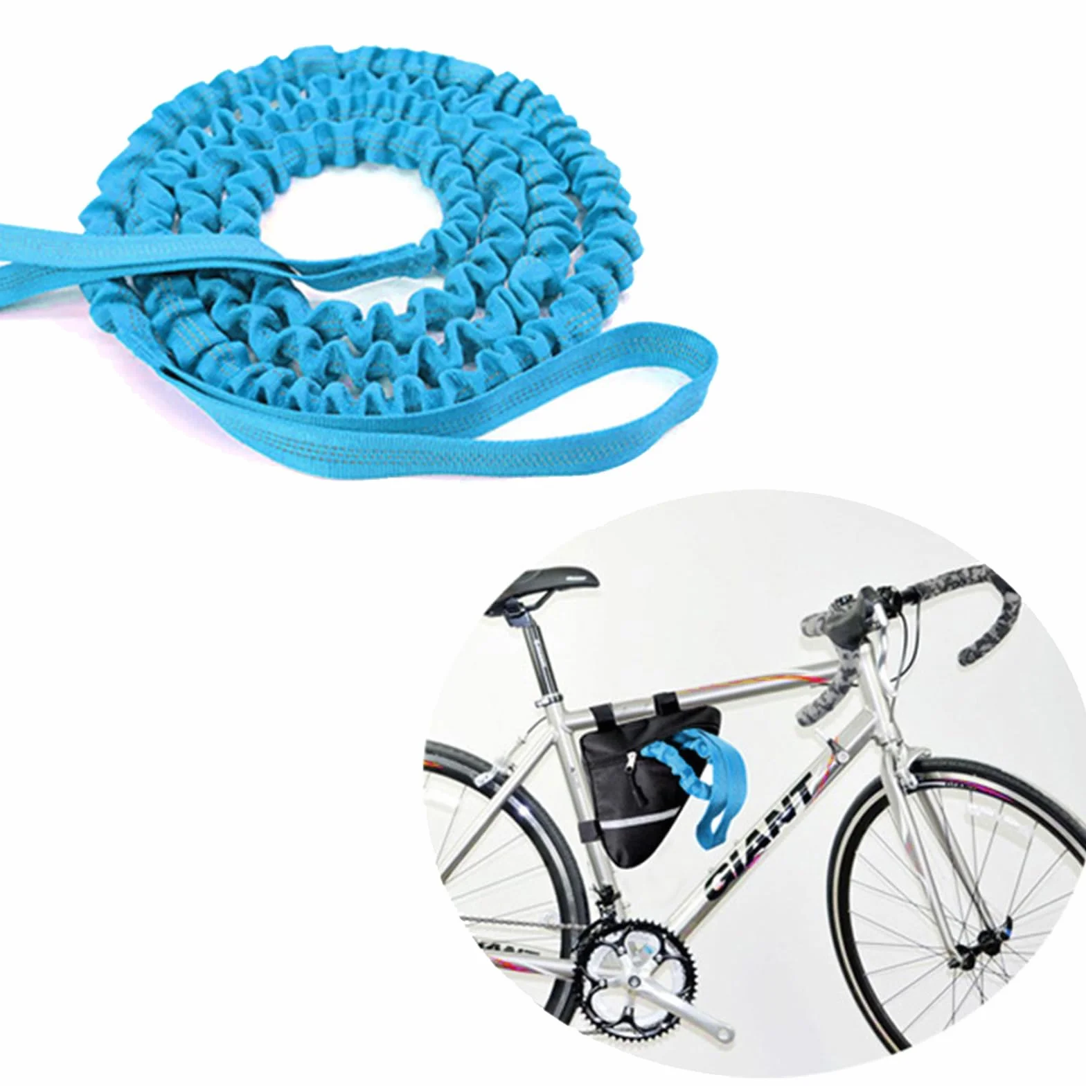 Câble Remorquage Vélo Enfant 4,5 m Élastique avec Sac de Transport Bleu Néon
