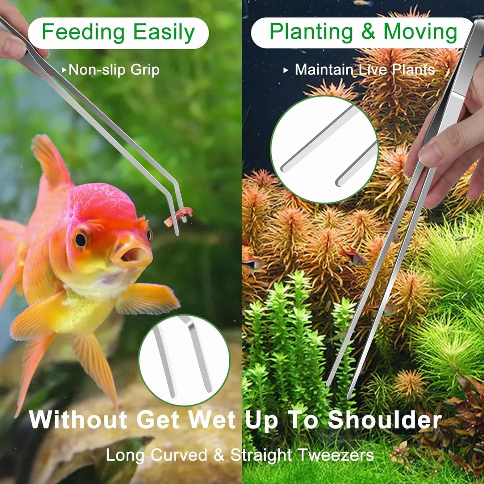 Kit d'outils d'aquarium en acier inoxydable 4 en 1, pince à aquascaping avec ciseaux, spatule et sac de rangement