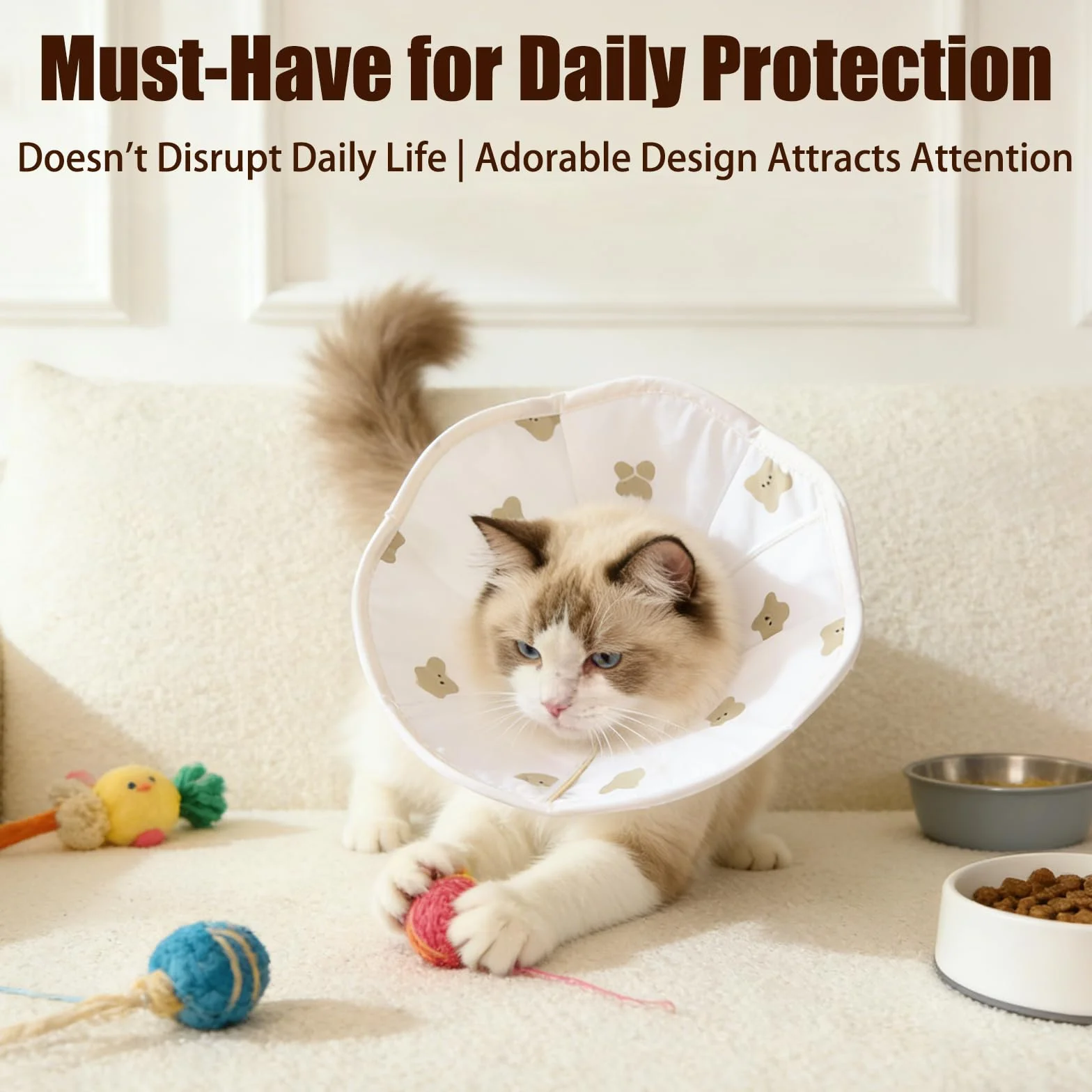 Collier conique doux anti-morsure pour chat de récupération ajustable léger