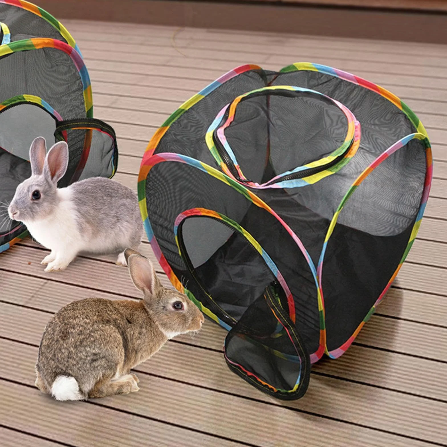 Tente cube pour chat, tissu respirant, parc spacieux pliable intérieur/extérieur noir