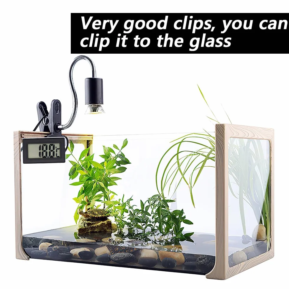 Lotvic Lampe Chauffante Tortue Reptiles 3 Ampoules UVA UVB Thermomètre EVA Clamp Pivotant