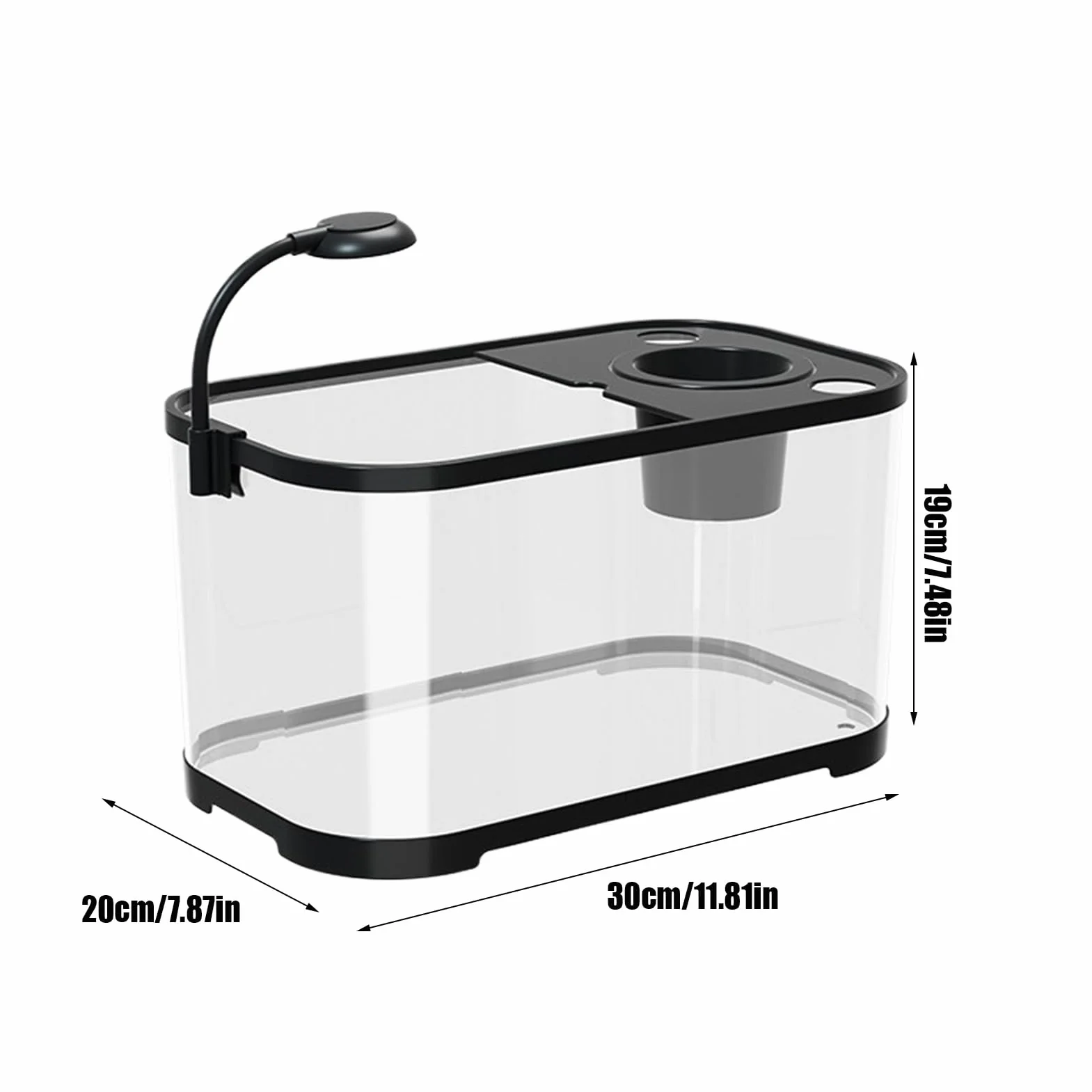 Kit Démarrage Aquarium Complet Bac Poisson Combattant Débutant Bocal Décoratif Silencieux