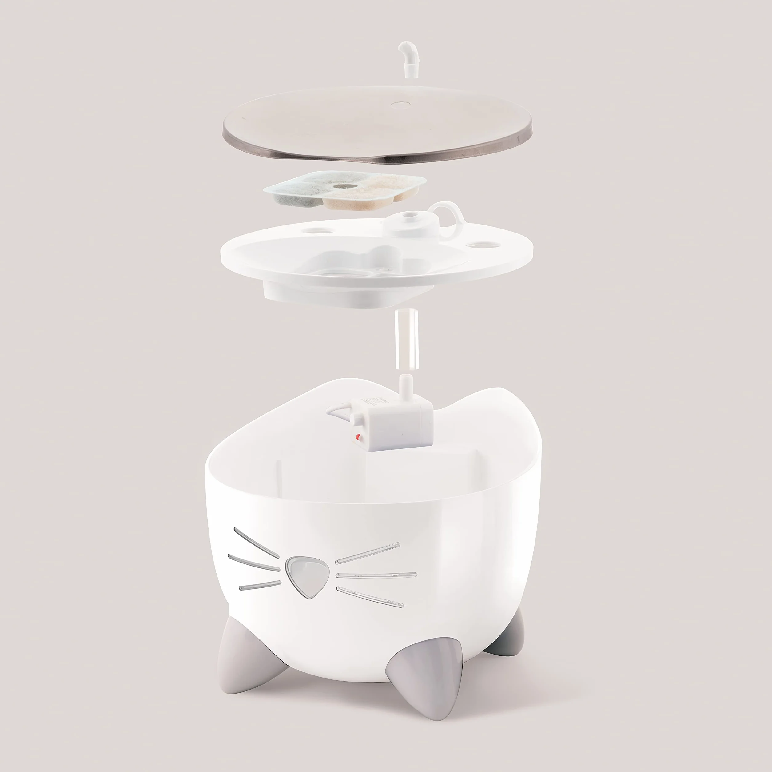 Catit Pixi Fontaine en Acier Inoxydable pour Chats, 2,5 l, Blanc