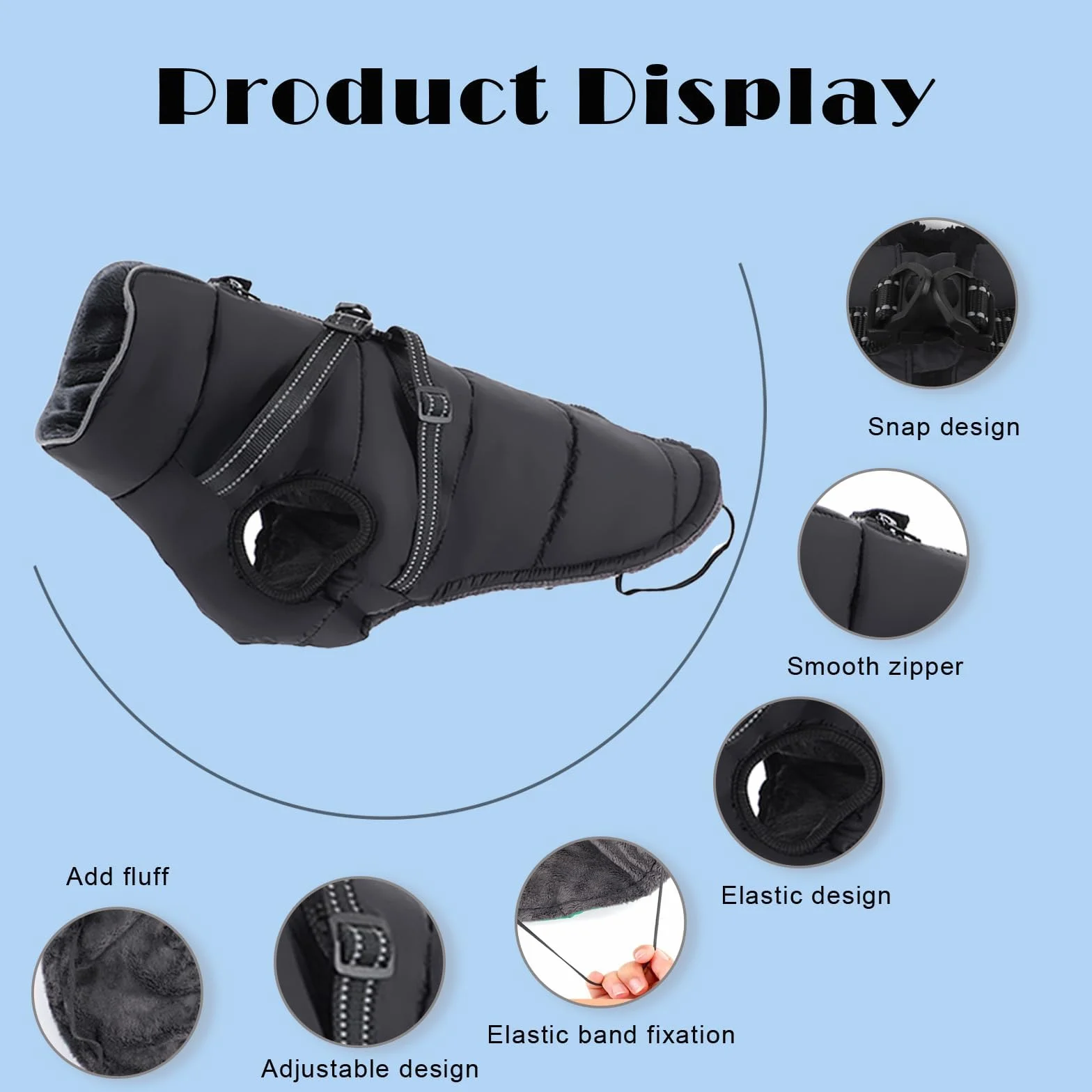 ZoneYan Imperméable Manteau pour Chien Hiver Petite Taille avec Harnais Réfléchissants Réglable Veste Chauds Chiens