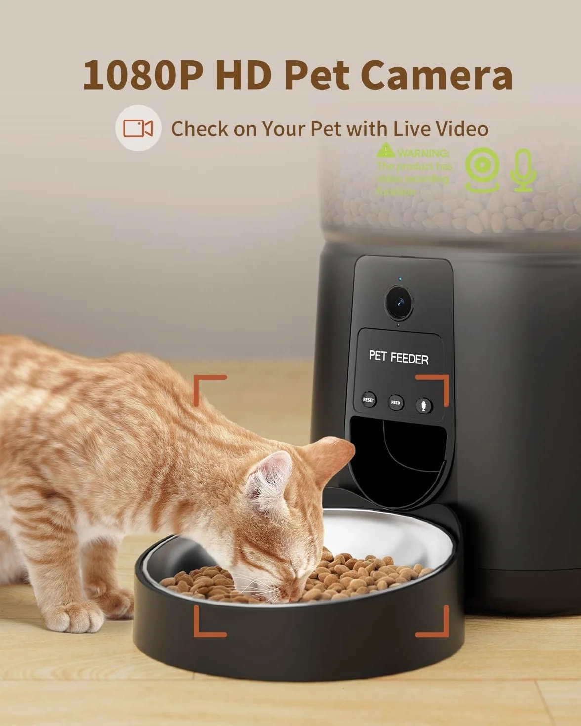 Puppy Kitty Automatyczny Dozownik Karmy dla Kota z Kamerą 1080P WiFi APP Nocne Widzenie Stal Nierdzewna 1-8 Posiłków