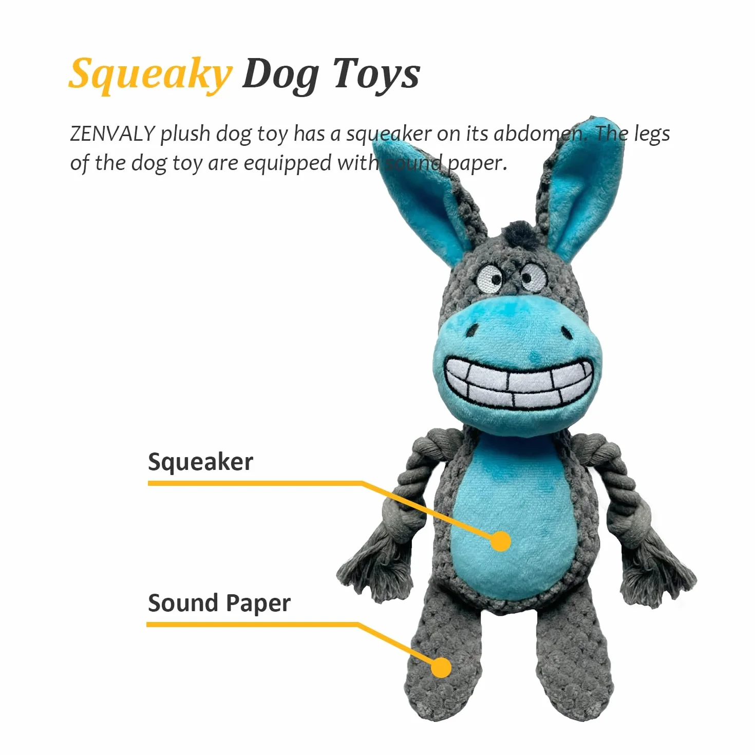 Jouet pour Chien en Peluche Indestructible avec Papier Crépitant Interactif en Forme d'Âne