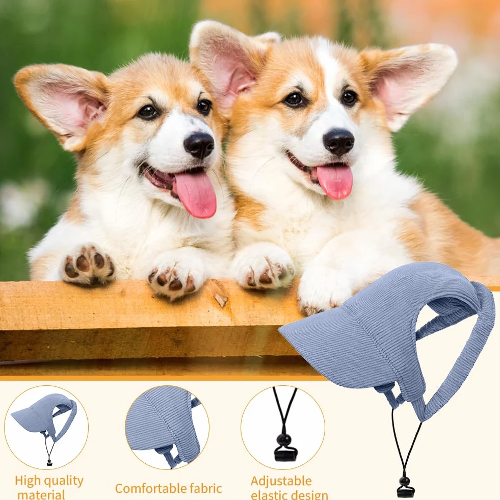 OFFCUP Casquette de Baseball pour Chien, Réglable Chapeau de Soleil Protection Chiens Chapeau de Sport Trous Adjustable Chapeaus D'extérieur Été pour Animal de Compagnie (XL,Bleu)
