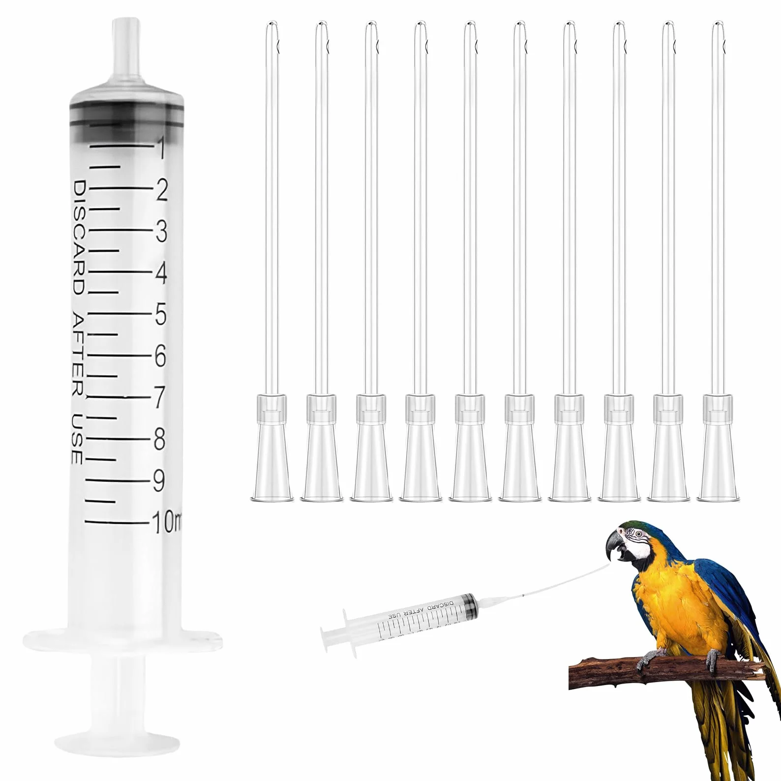 Seringue d'Alimentation 10ML pour Oisillons Oiseaux Plastique avec Aiguille Alimentaire Animaux Gavage