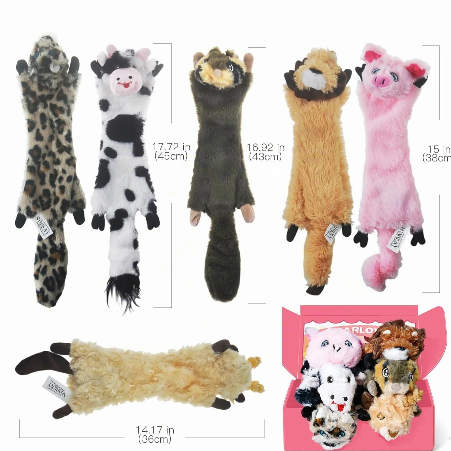 SHARLOVY Dog Squeaky Toys Pack de 6 Jouets pour Chiens Crinkle Jouets à mâcher durables Peluches Mignonnes