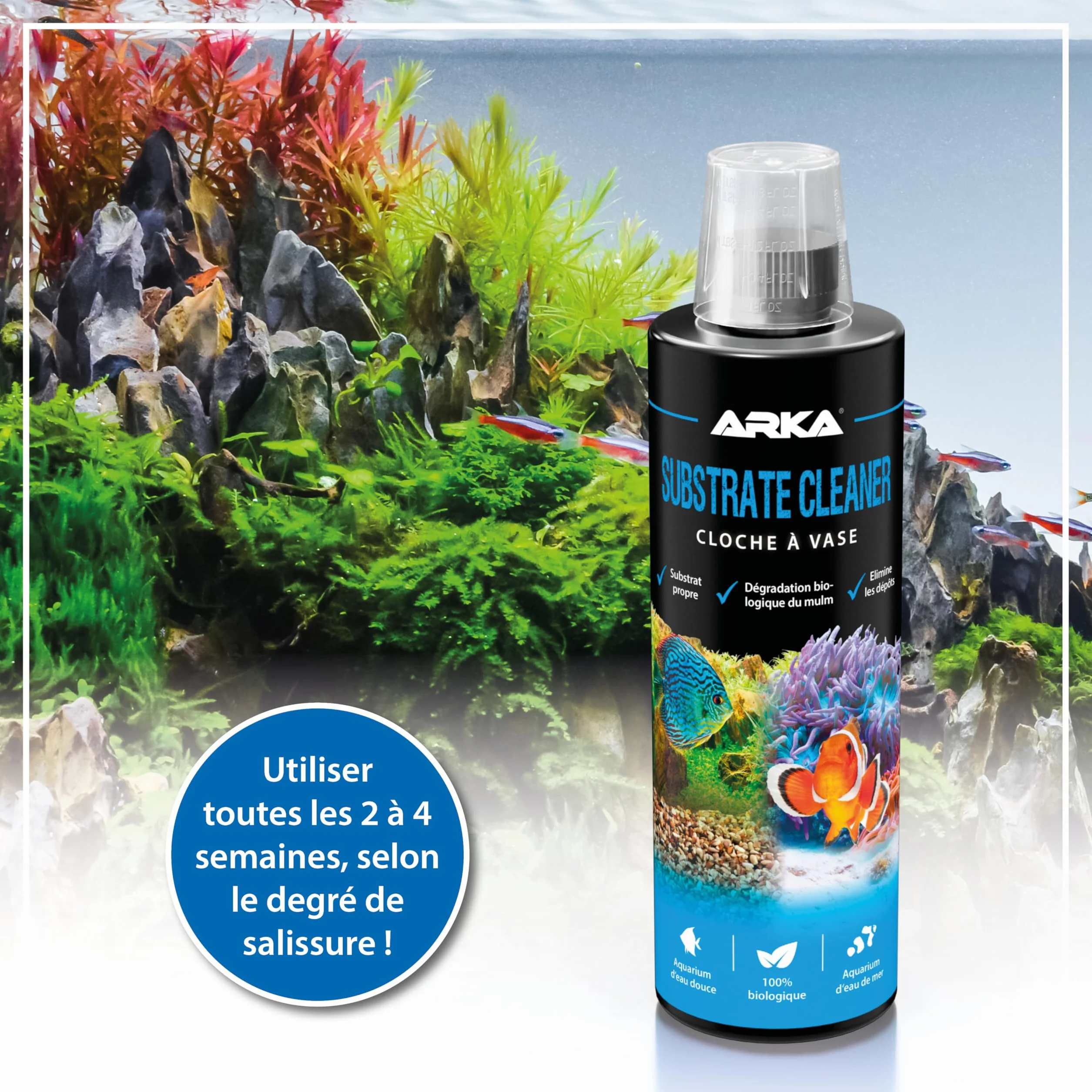 MICROBE-LIFT Substrate Cleaner – Bactéries Actives pour Éliminer Vase et Saleté dans Aquarium Eau Douce et Eau de Mer