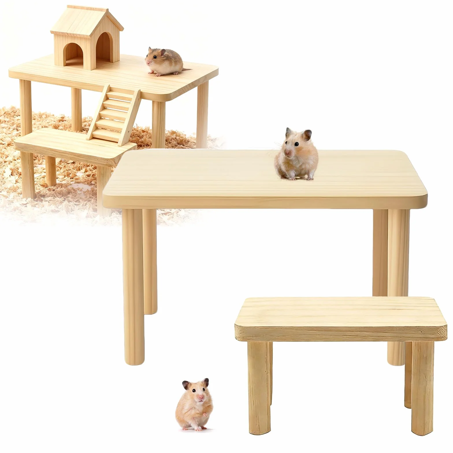Accessoires pour hamster plates-formes en bois de pin escalade équilibre 25x14x12 cm 15x9x8 cm