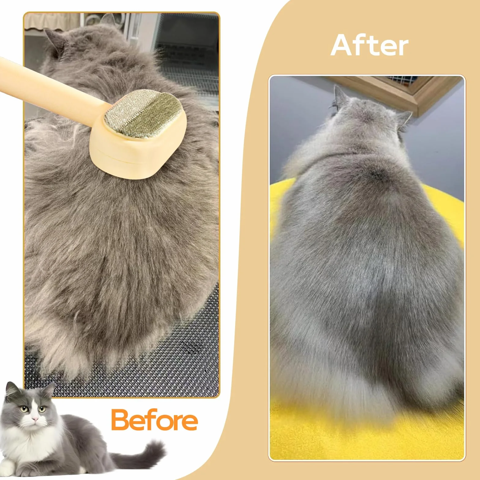 Brosse pour Chat et Chien Autonettoyante Retrait Poils Lâches Poil Long Court