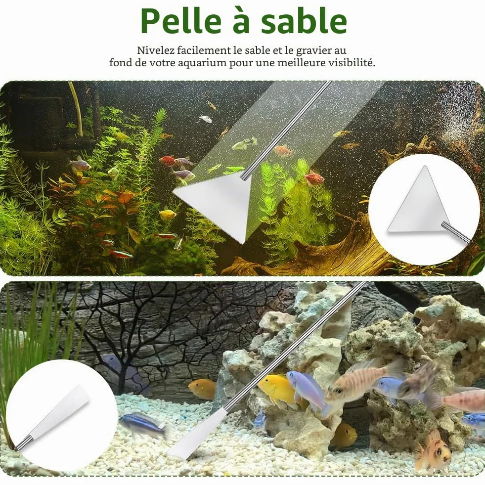 Flintronic 6 en 1 Aquarium Aquascaping Kit, INOX Ciseaux Pinces Outils Set pour Réservoir Eau Plantes Aquatiques