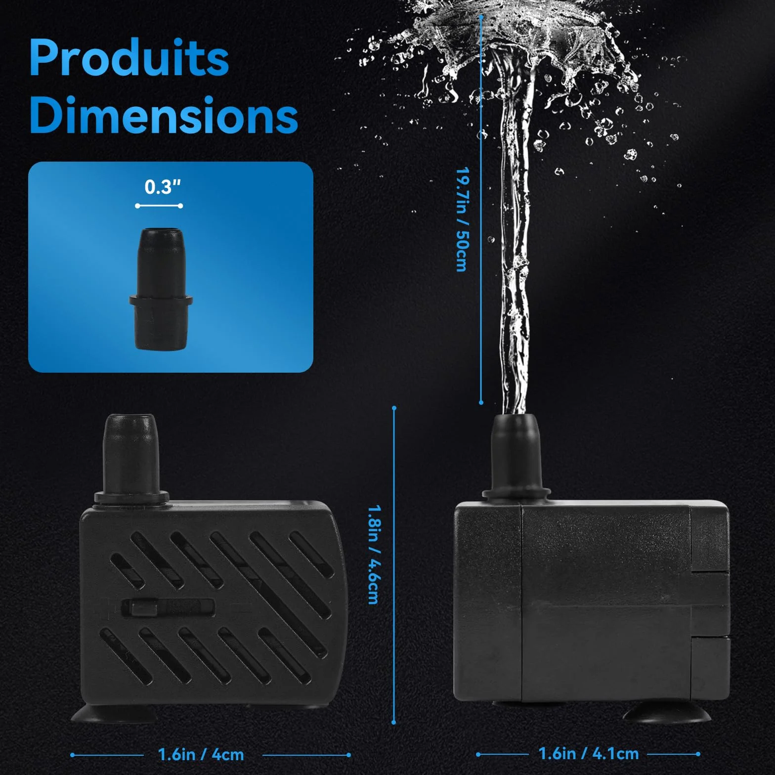 BACOENG Pompe Aquarium 3W 220L/H Mini Pompe à Eau pour Fontaines