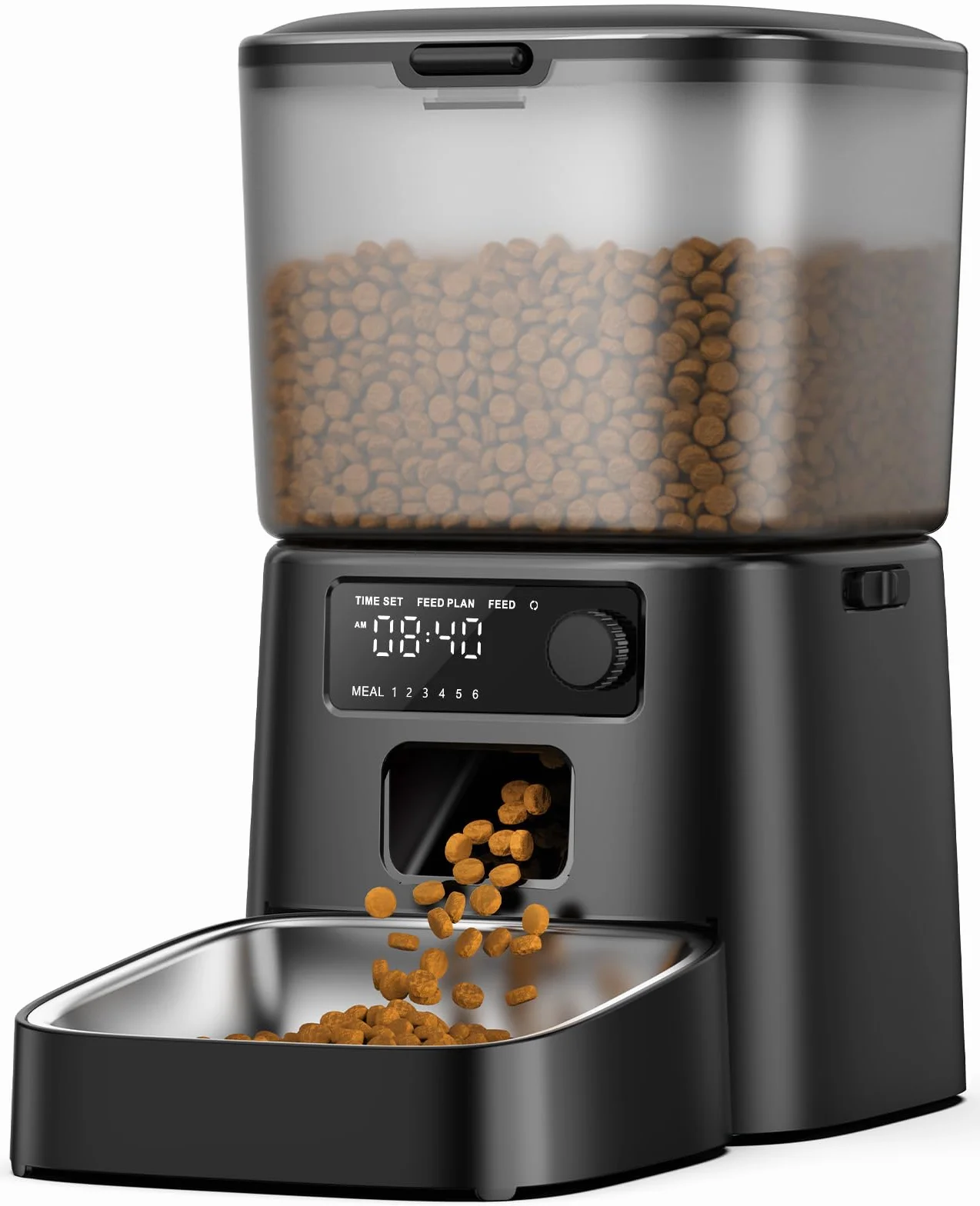 Oneisall Distributeur Croquettes Chat Automatique 3.5L, Mangeoire Nourriture pour Chien 1-6 Repas