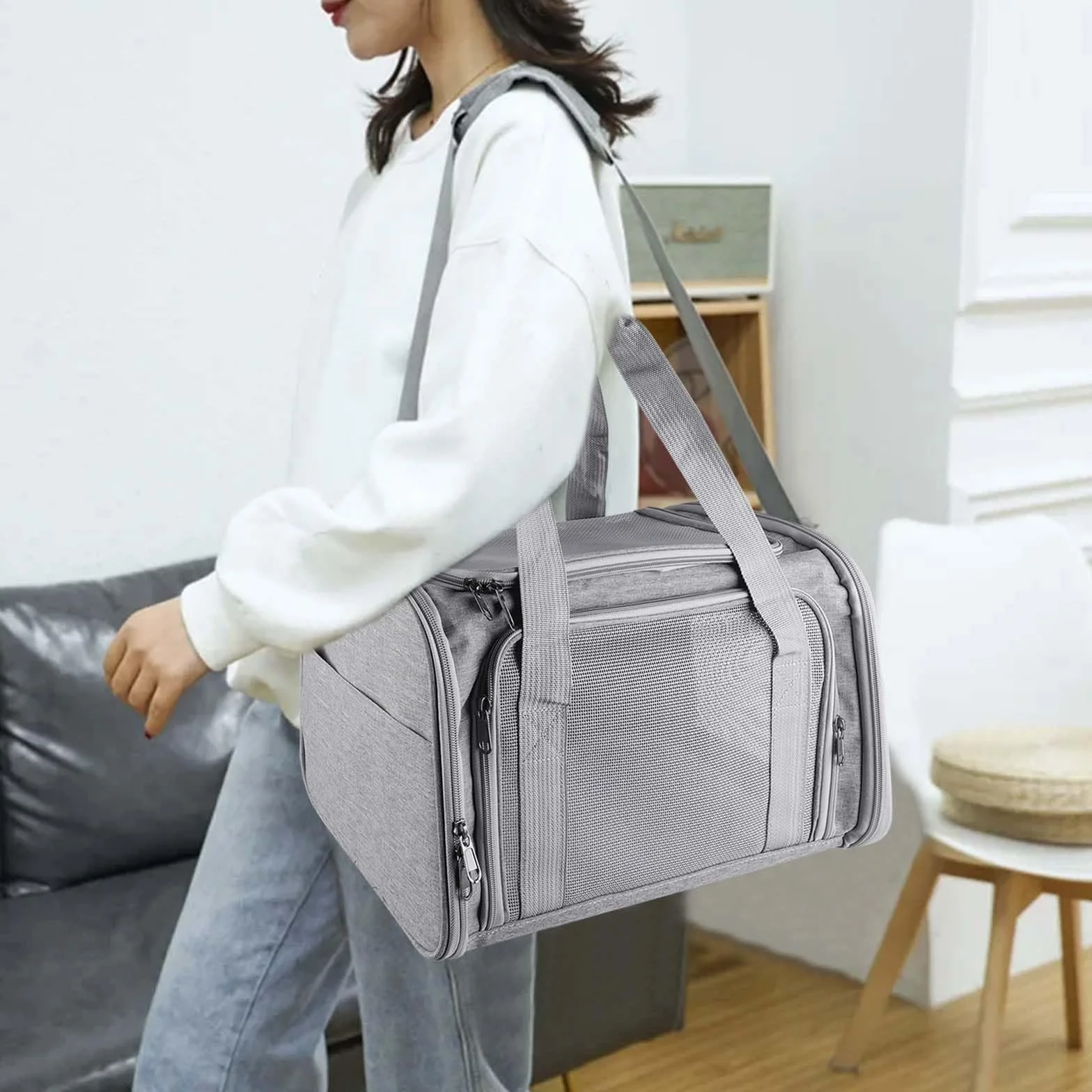Sac de transport pour chat - 40 x 25 x 25 cm - Petit sac de transport pliable de 3 kg - Avec bandoulière - Boîte de transport pour chat - Boîte de transport pour petits chats - Taille S