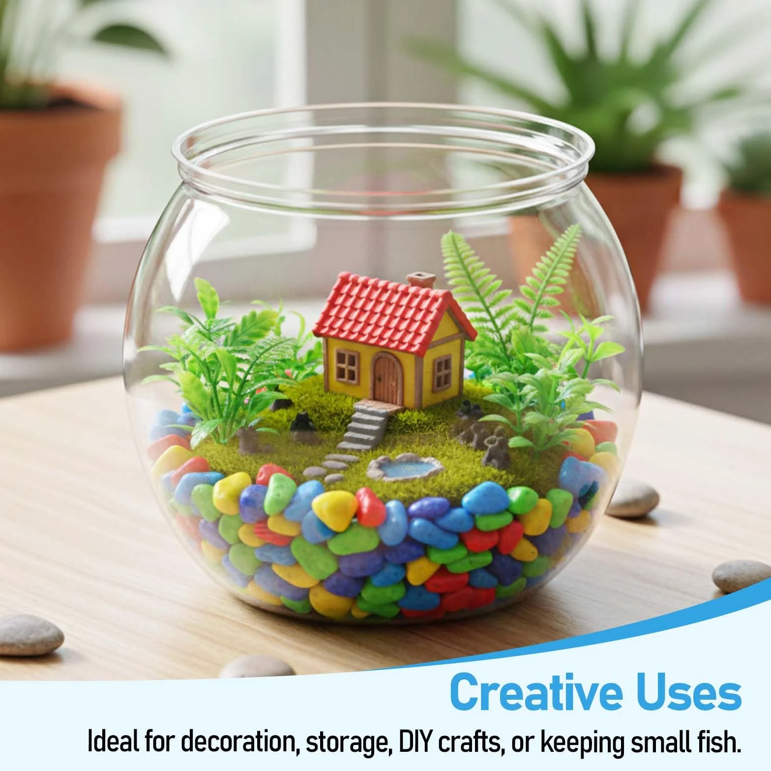Mini vase rond en plastique pour aquarium 13 cm décoration de bureau