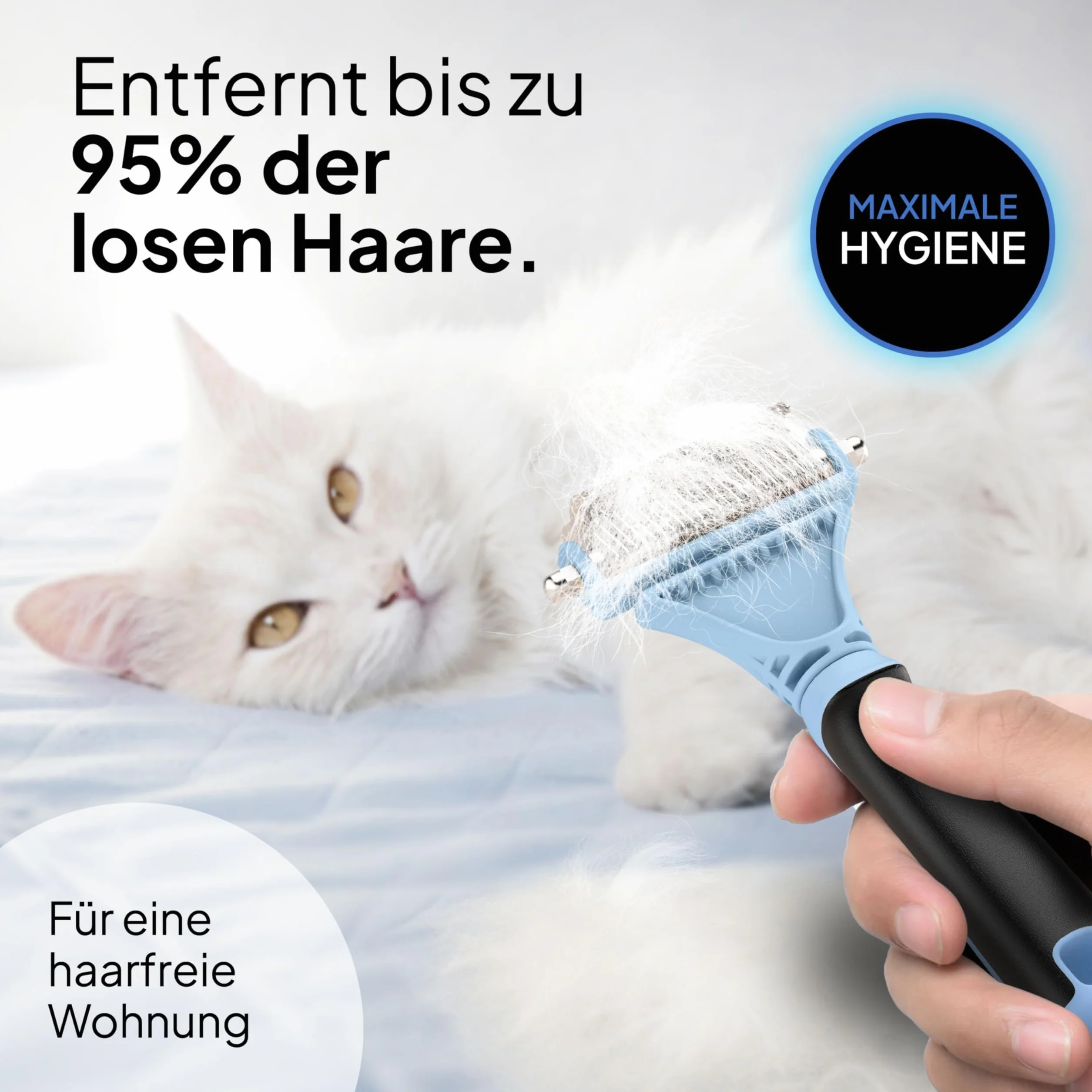 Pretty Paw Brosse Sous Poil Chat Anti-Mue Peigne Toilettage Doux Poils Longs Courts Dents Inox Bleu