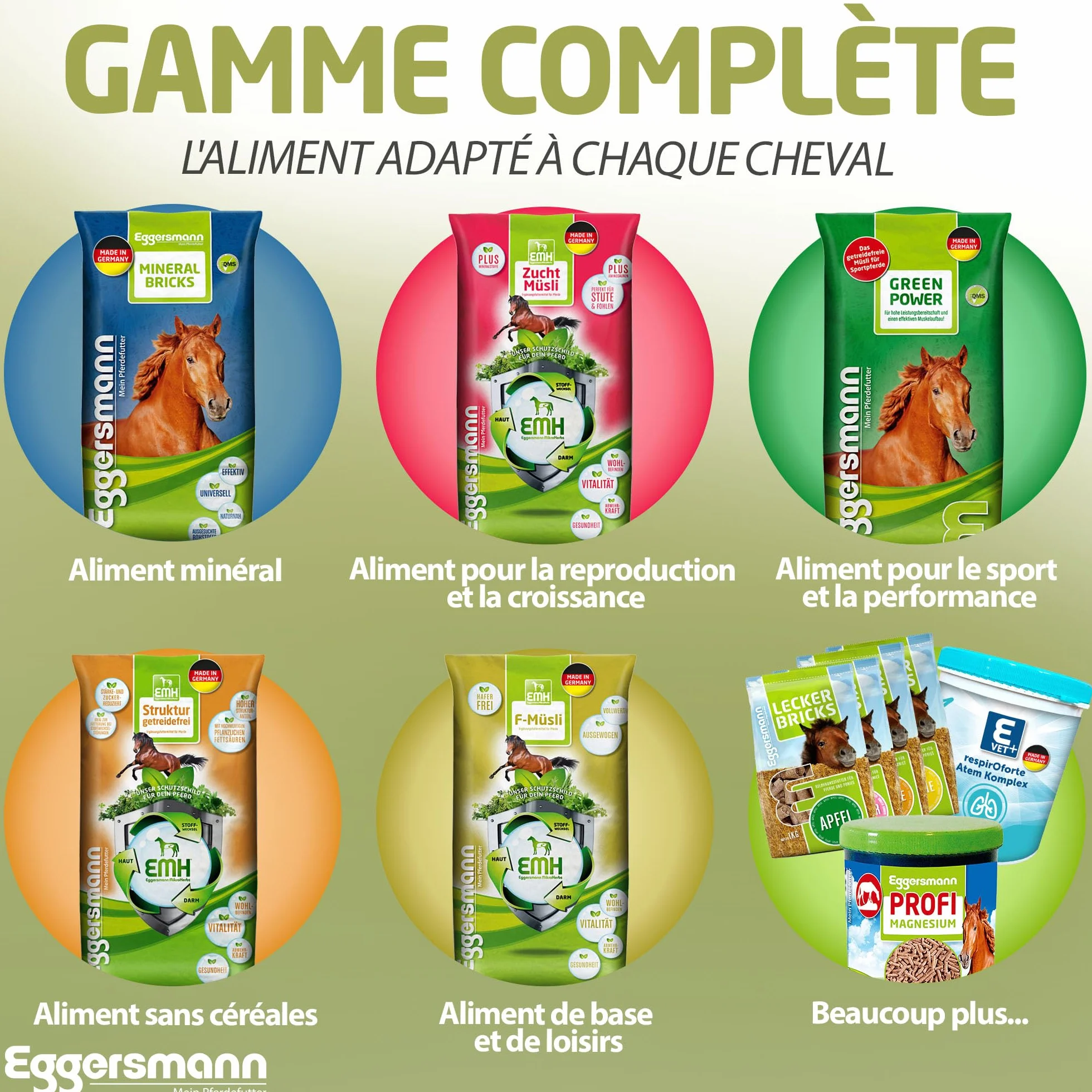 Eggersmann Flocons d'orge 15 kg aliment chevaux poneys poules petits animaux