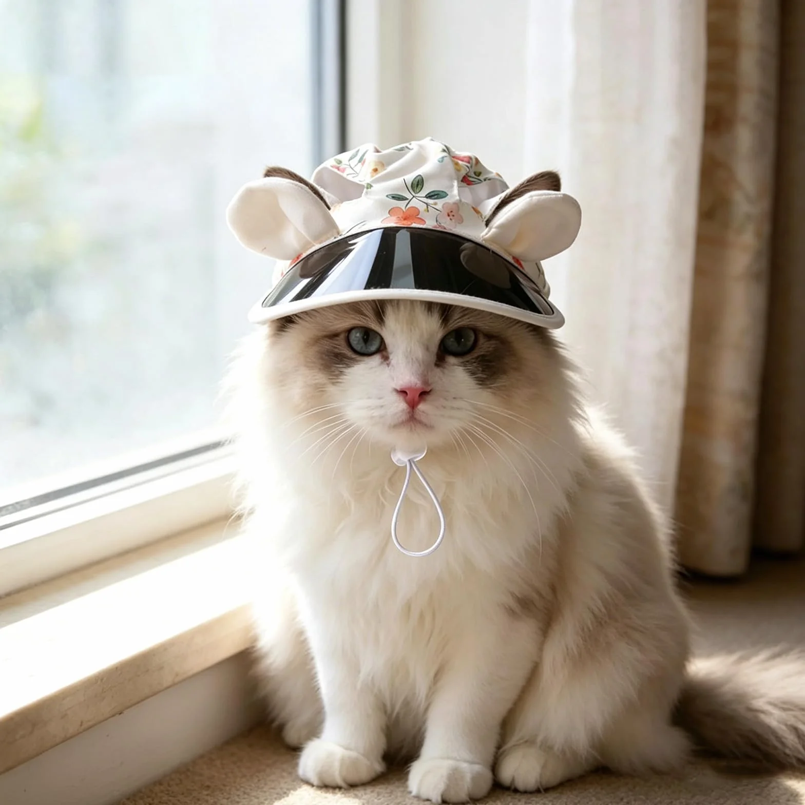Casquette Chien de Protection Solaire, Chapeau pour Chat Réglable avec Trous d'oreilles, Chapeau de Sport Chat de Compagnie Extérieur, Visière de Casquette Anti-UV Convient Chats et Chiots